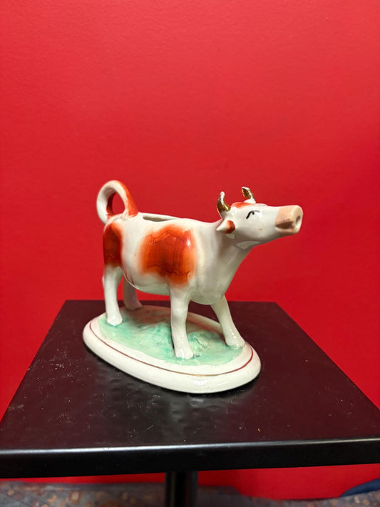 Antique Staffordshire cow creamer  -6 1/2 x 4 1/2“ high in lovely condition   1860s  great value
