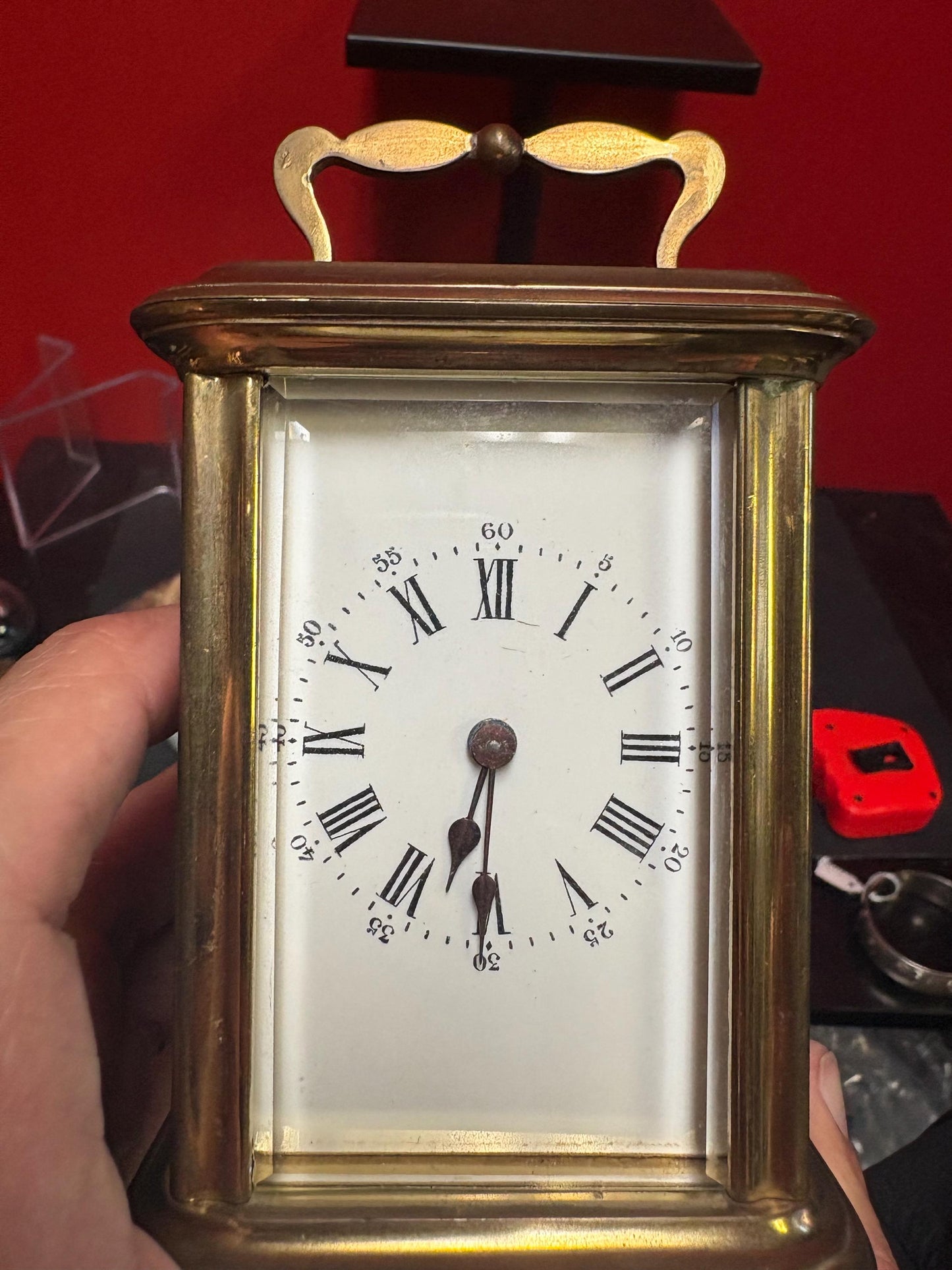 Stunning antique French 6 inch tall brass carriage clock in working order with key  great gift - wow