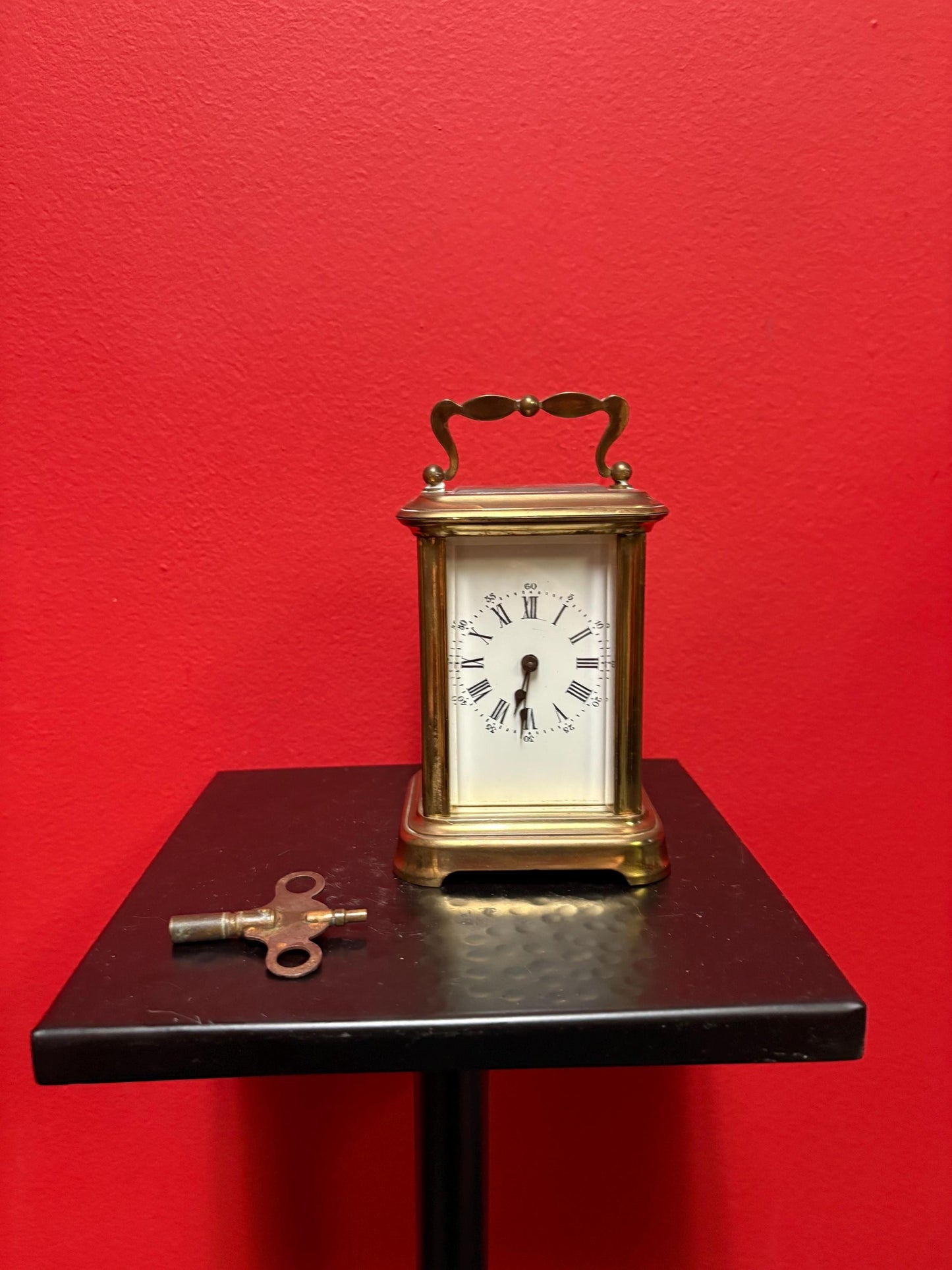 Stunning antique French 6 inch tall brass carriage clock in working order with key  great gift - wow