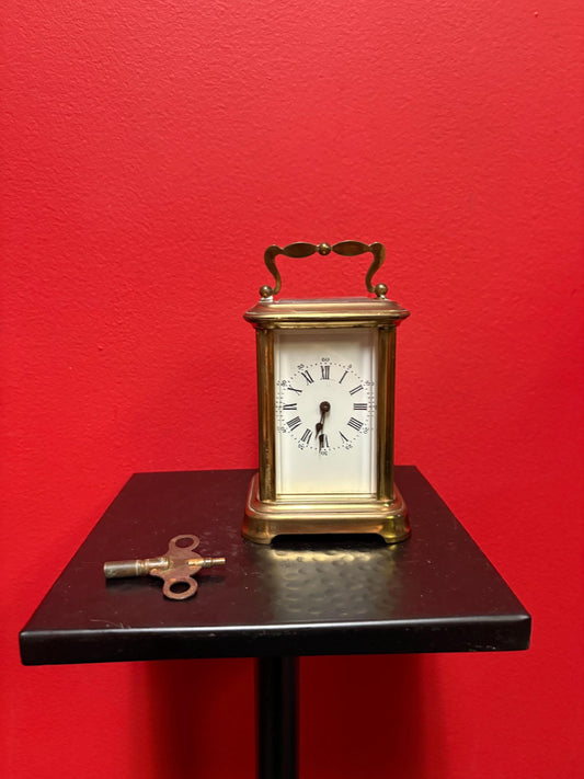 Stunning antique French 6 inch tall brass carriage clock in working order with key  great gift - wow