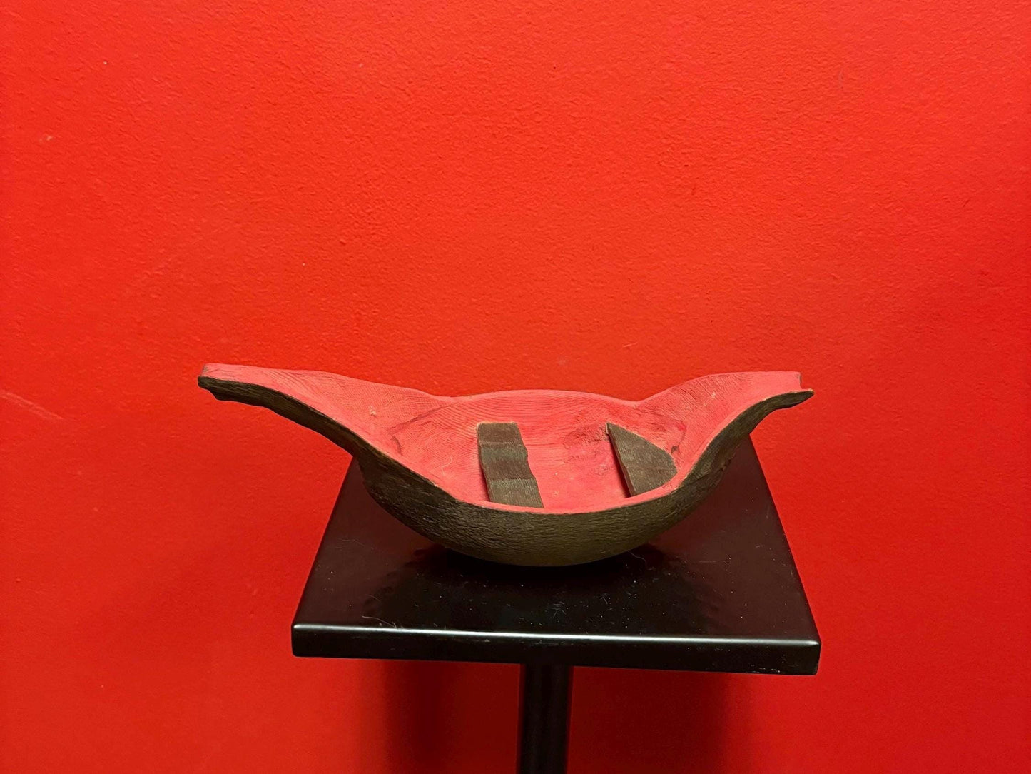 Beautiful old signed wooden 9 x 5 x 3 high painted canoe  indigenous first nations Pacific West Coast  good value