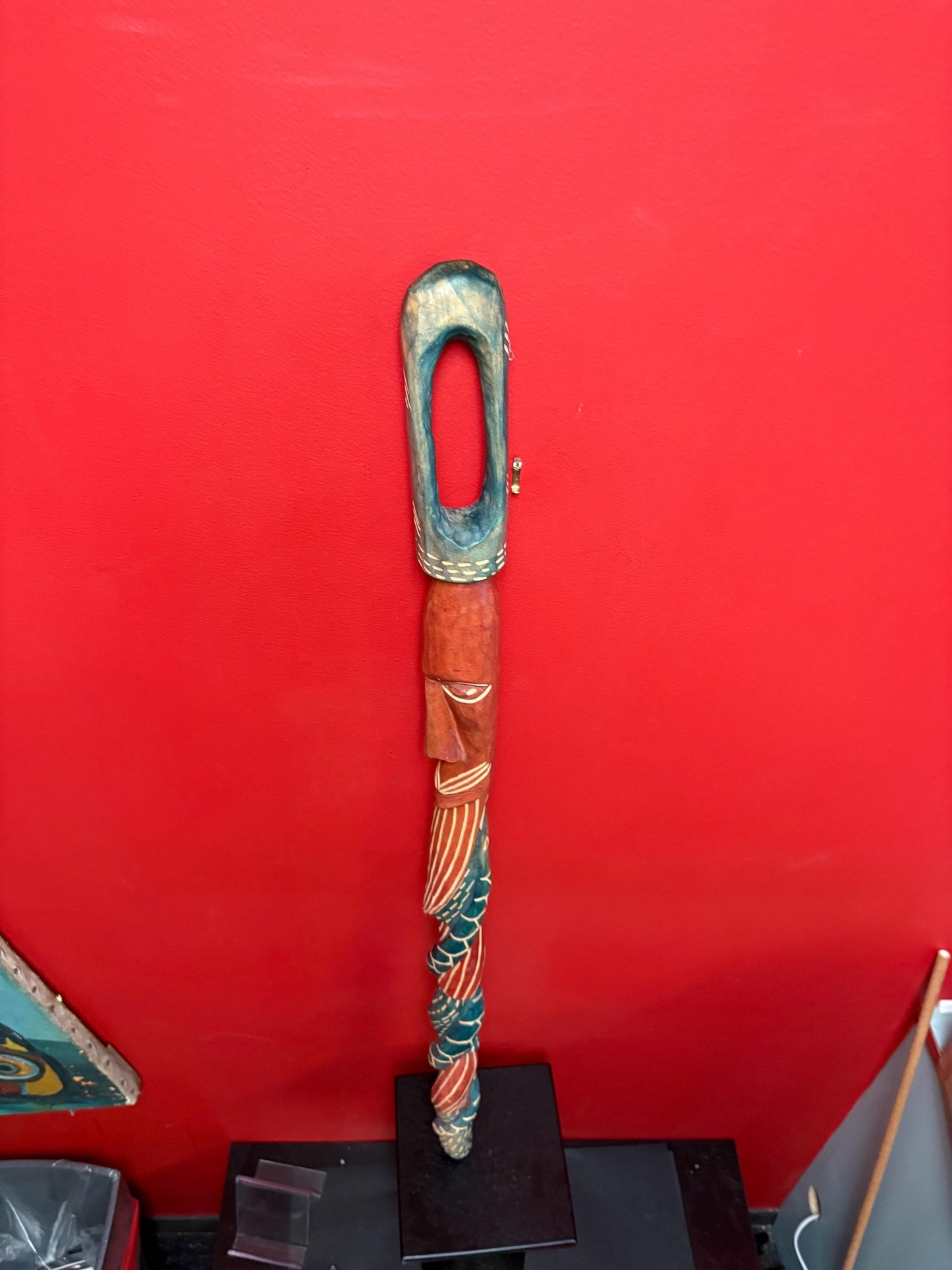 Beautiful African snake man walking stick  39 inches  great imagery  ready to use
