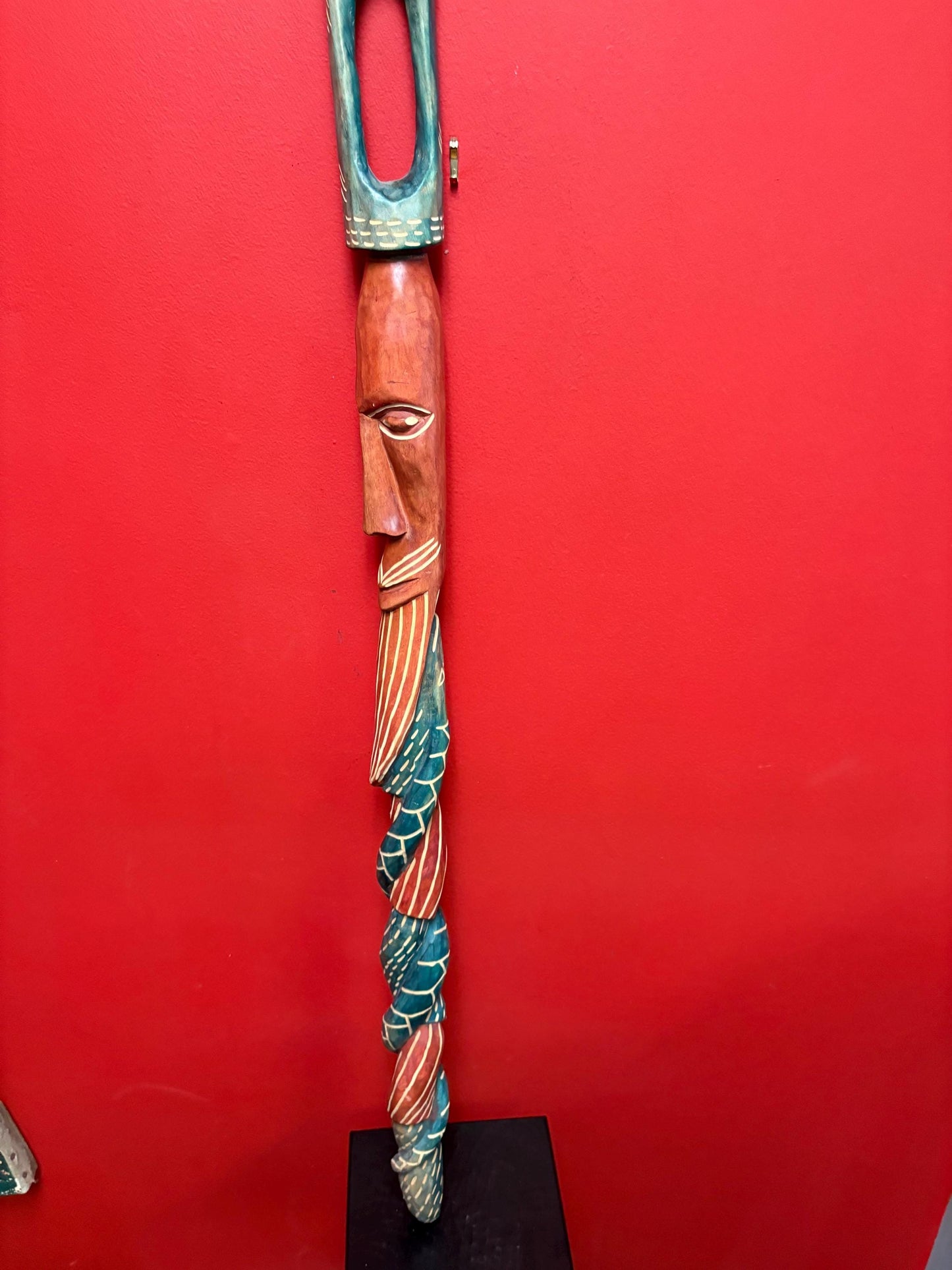 Beautiful African snake man walking stick  39 inches  great imagery  ready to use