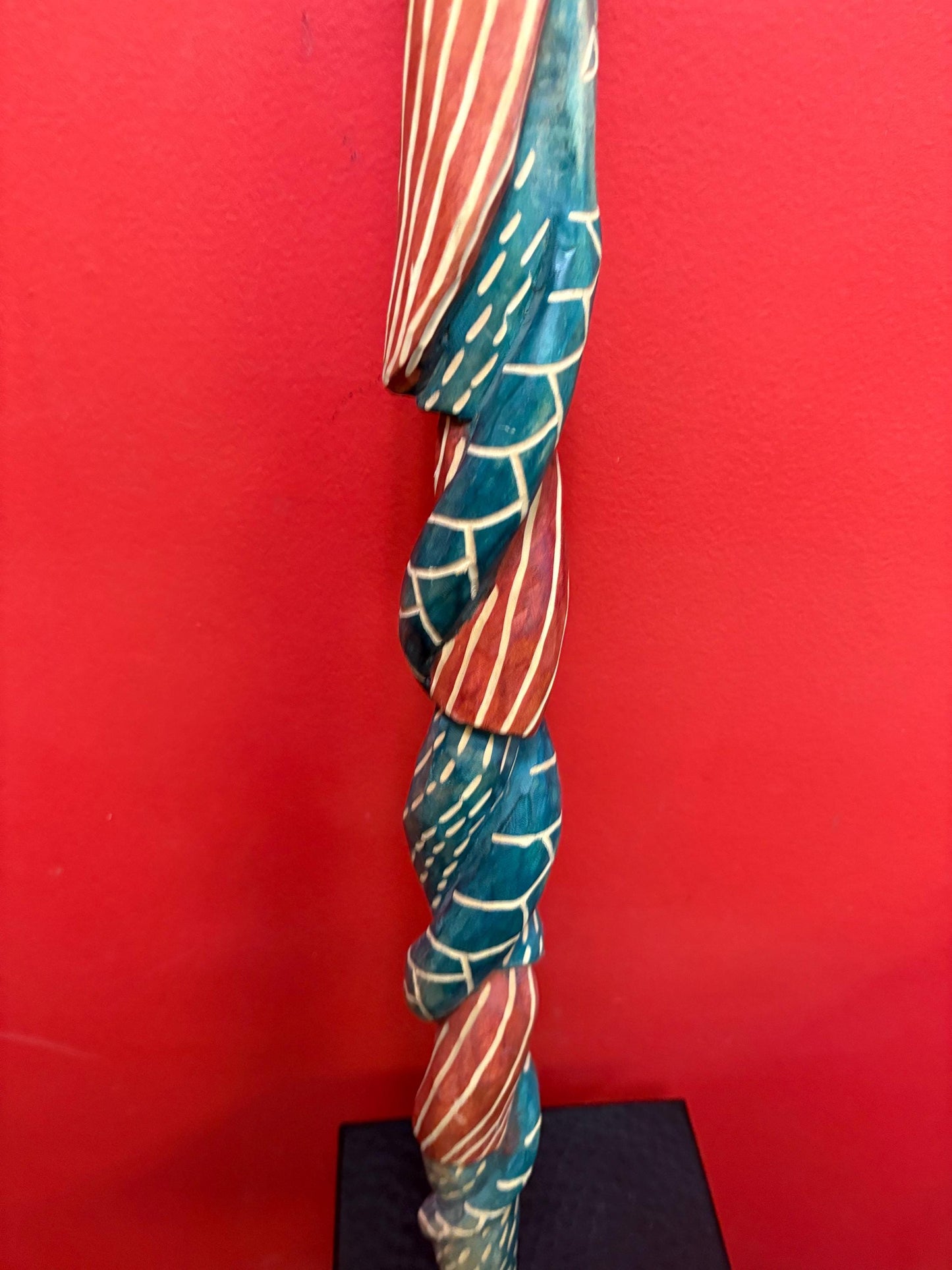 Beautiful African snake man walking stick  39 inches  great imagery  ready to use