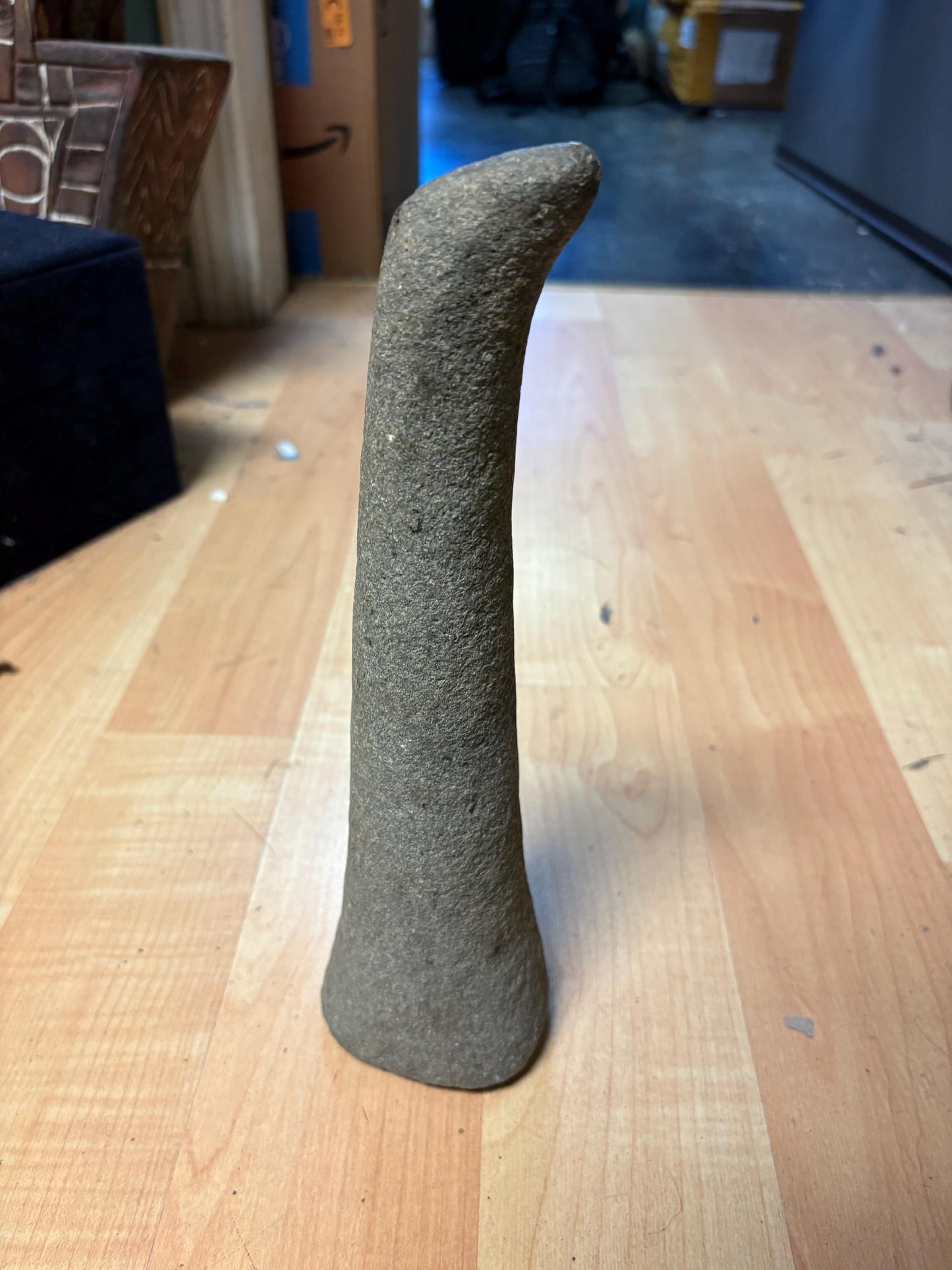 Rare authentic antique indigenous, first nations British Colombian Stone Plummet tool - great condition and 12 inches long  fabulous shape