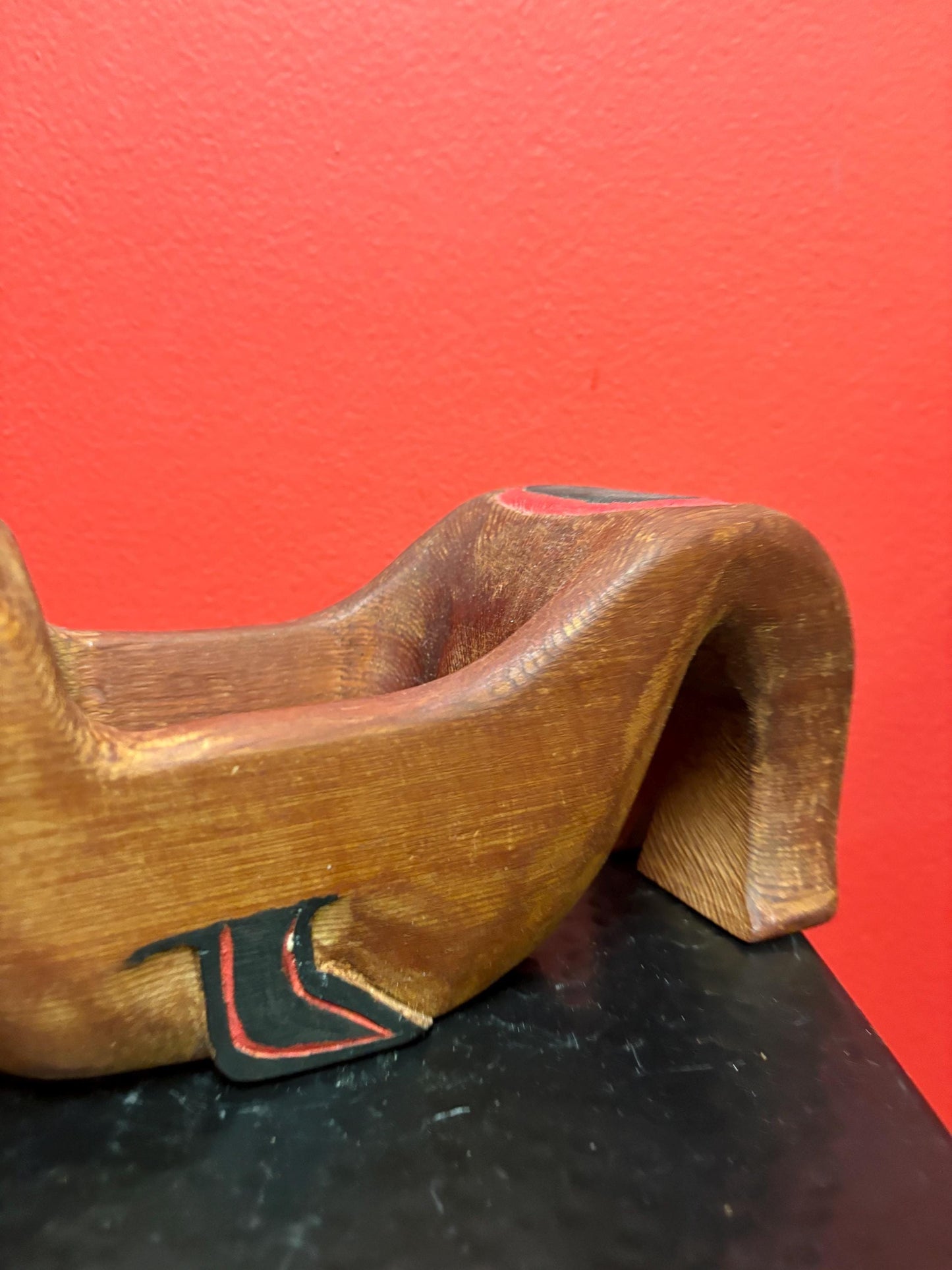 Beautiful antique indigenous  First Nations Pacific Northwest Coast signed otter bowl  wonderful detail  9 x 3 1/2 high  TED MORAN  wow