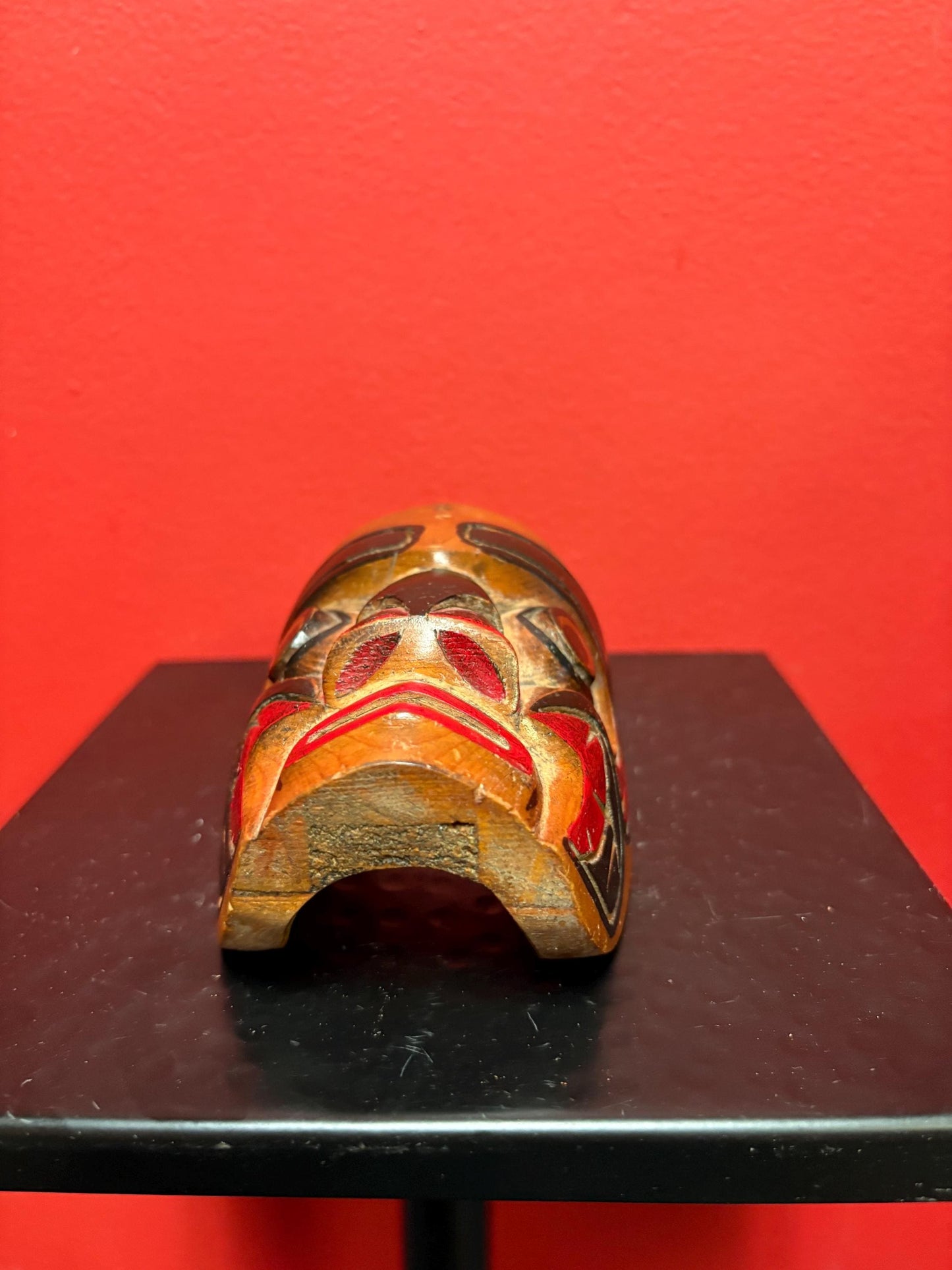 Beautiful indigenous first nations pacific  West Coast Cedar mask  4.5 inches tall with lovely colour and carving wow - great value