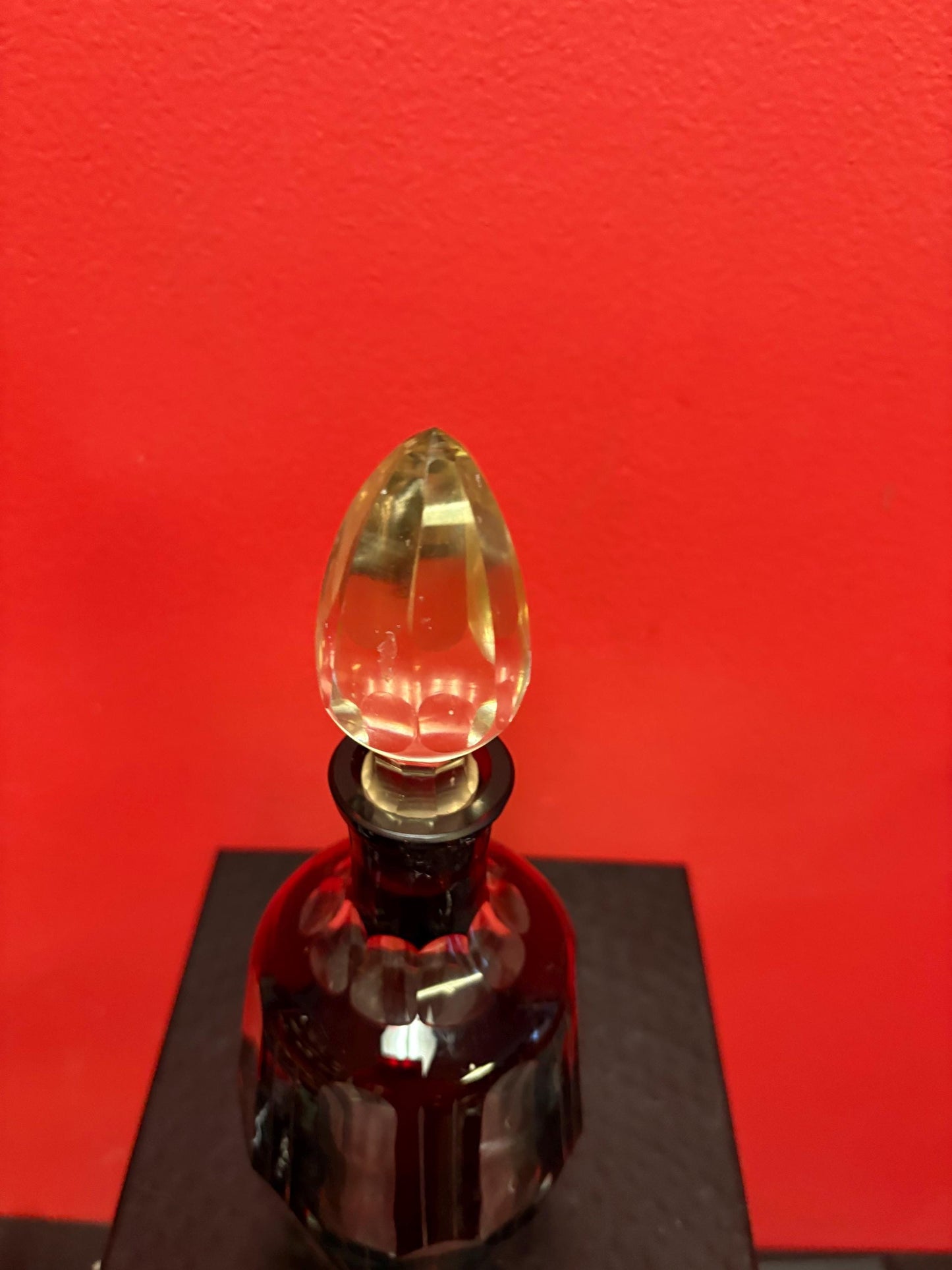 Beautiful 10 inch high  English Victorian antique Ruby cut crystal decanter in lovely condition  perfect to use or gift