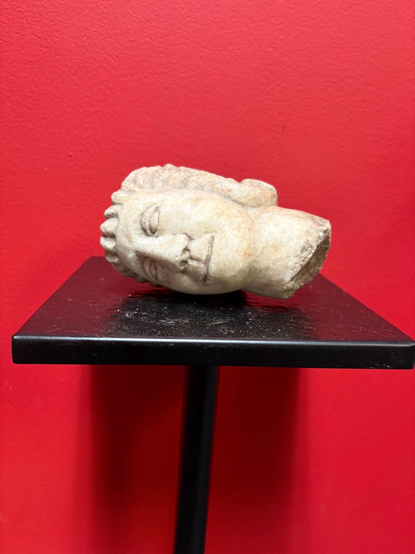 Museum quality 5 inch long Roman stone head  4 to 600 A.D. amazing condition  one of  a kind