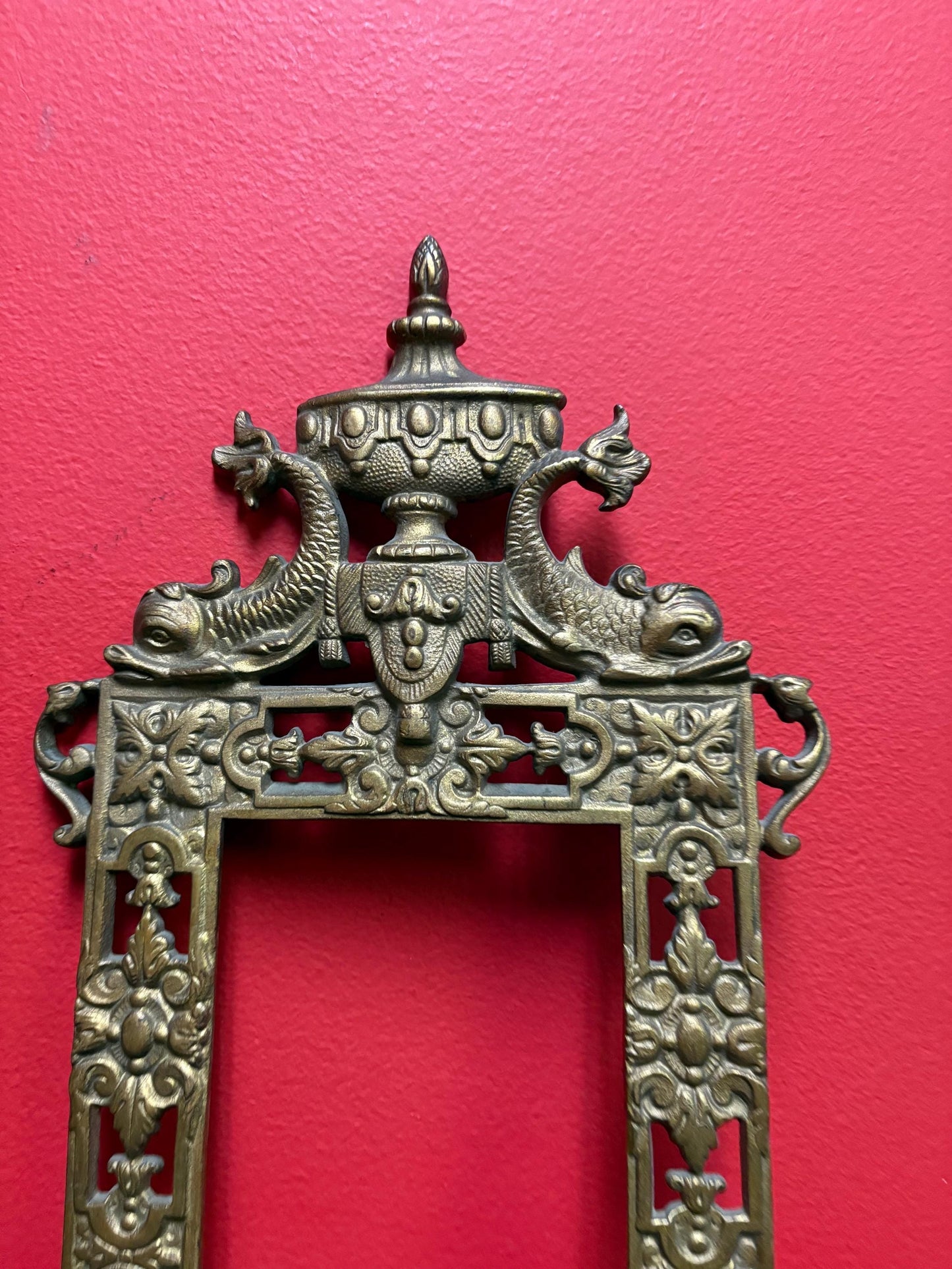 Amazing antique 19 century gilded metal ornate frame  outside 16 x 9 1/2 and inside 12 x 4“  wow - so many uses