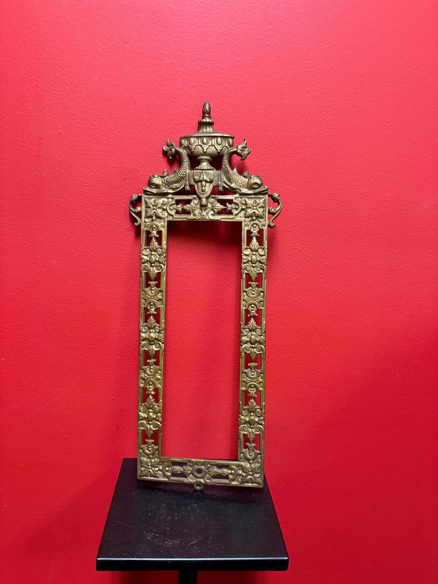 Amazing antique 19 century gilded metal ornate frame  outside 16 x 9 1/2 and inside 12 x 4“  wow - so many uses