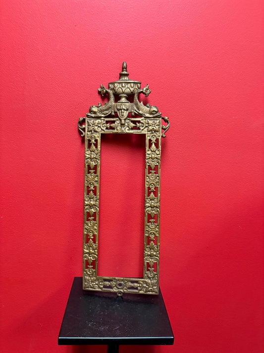 Amazing antique 19 century gilded metal ornate frame  outside 16 x 9 1/2 and inside 12 x 4“  wow - so many uses