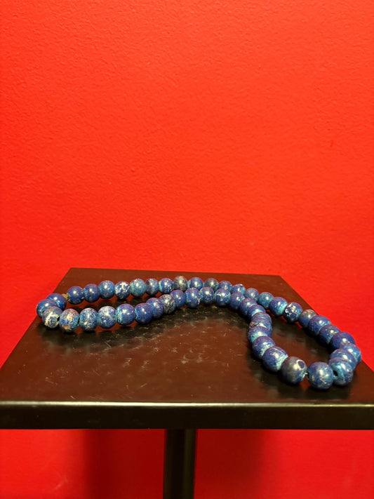 Beautiful Chinese lapis beaded necklace  approximately 19 inches long  wonderful quality antique piece  great gift