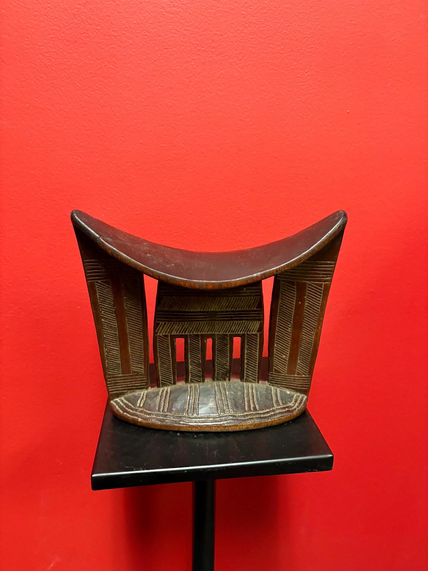 Stunning African 9 x 8 tall antique Ghana neck rest  authentic rare piece  wow - wonderful patina and great for collection or gift