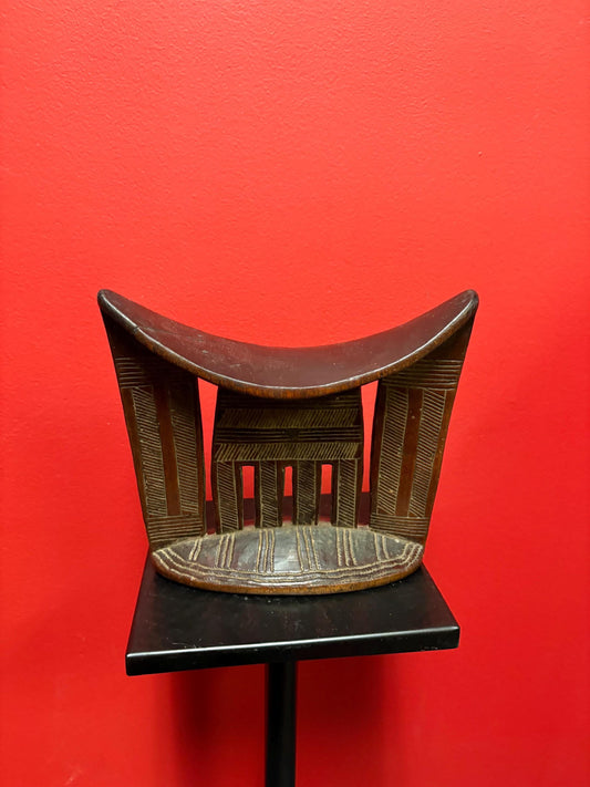 Stunning African 9 x 8 tall antique Ghana neck rest  authentic rare piece  wow - wonderful patina and great for collection or gift
