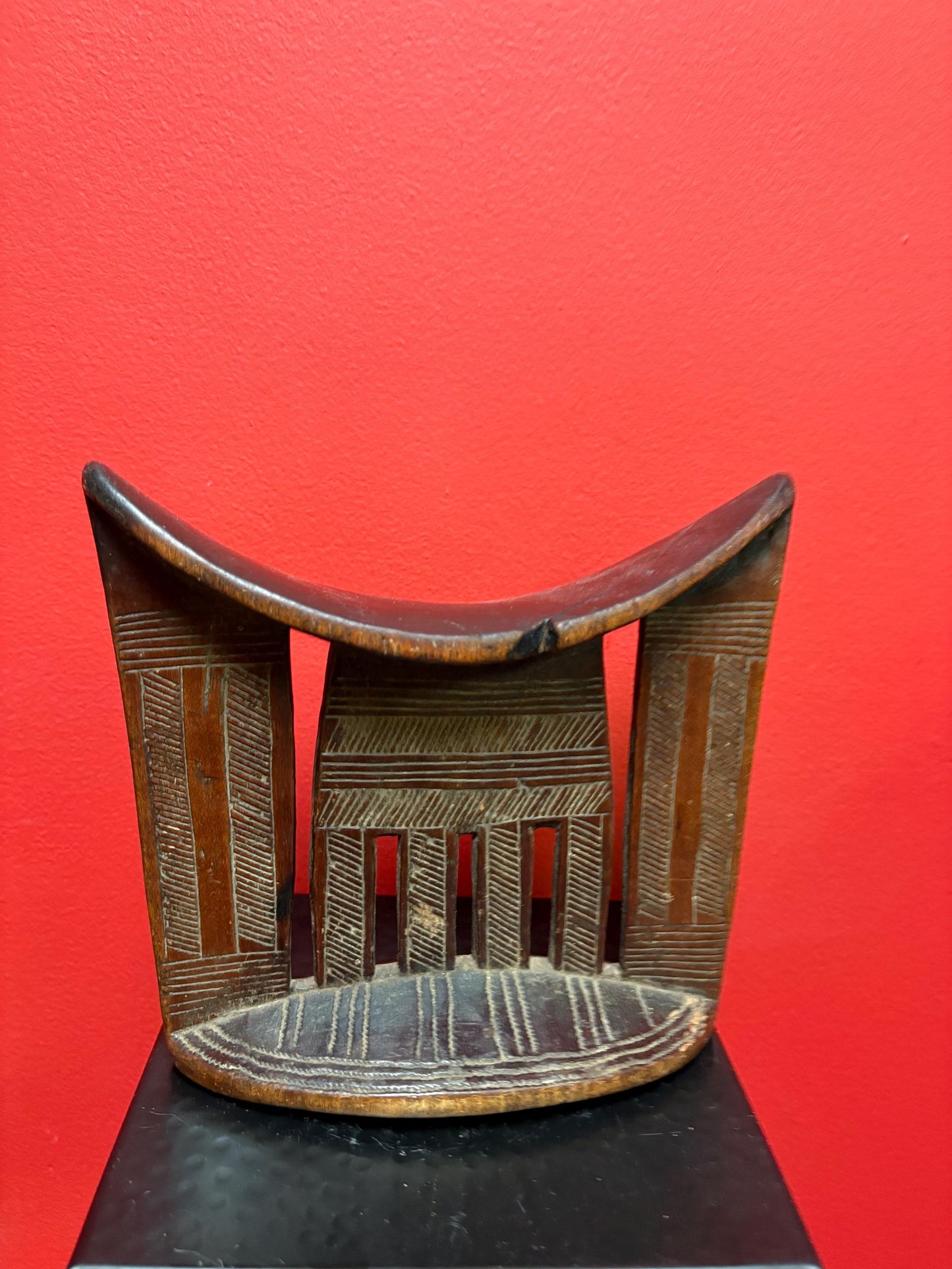 Stunning African 9 x 8 tall antique Ghana neck rest  authentic rare piece  wow - wonderful patina and great for collection or gift