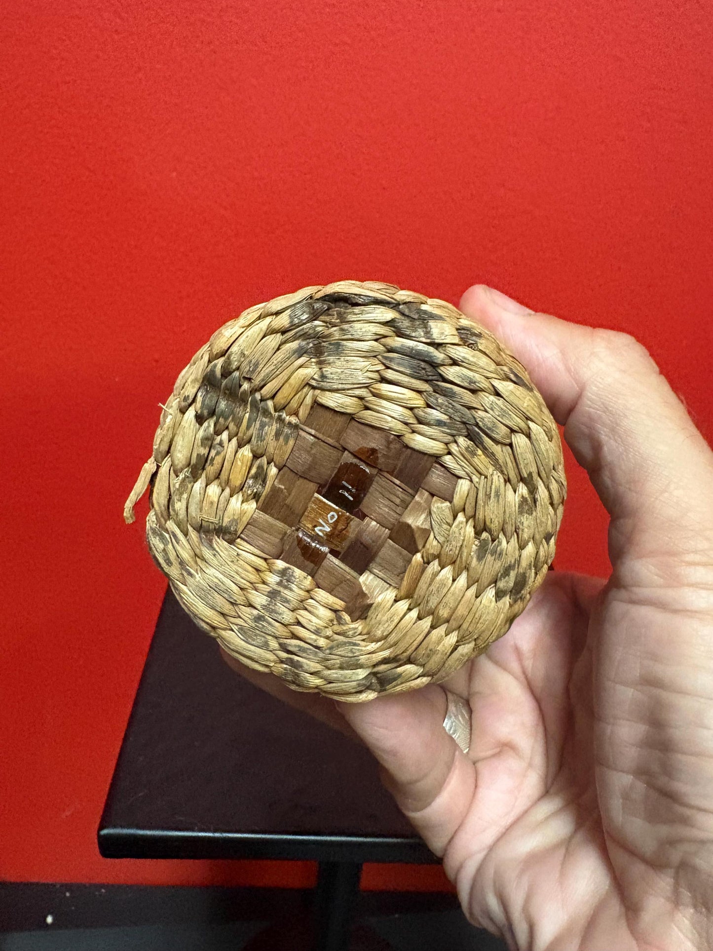 Beautiful antique indigenous first nations north West Coast woven jar 5 inches high in antique condition and great value  see photos