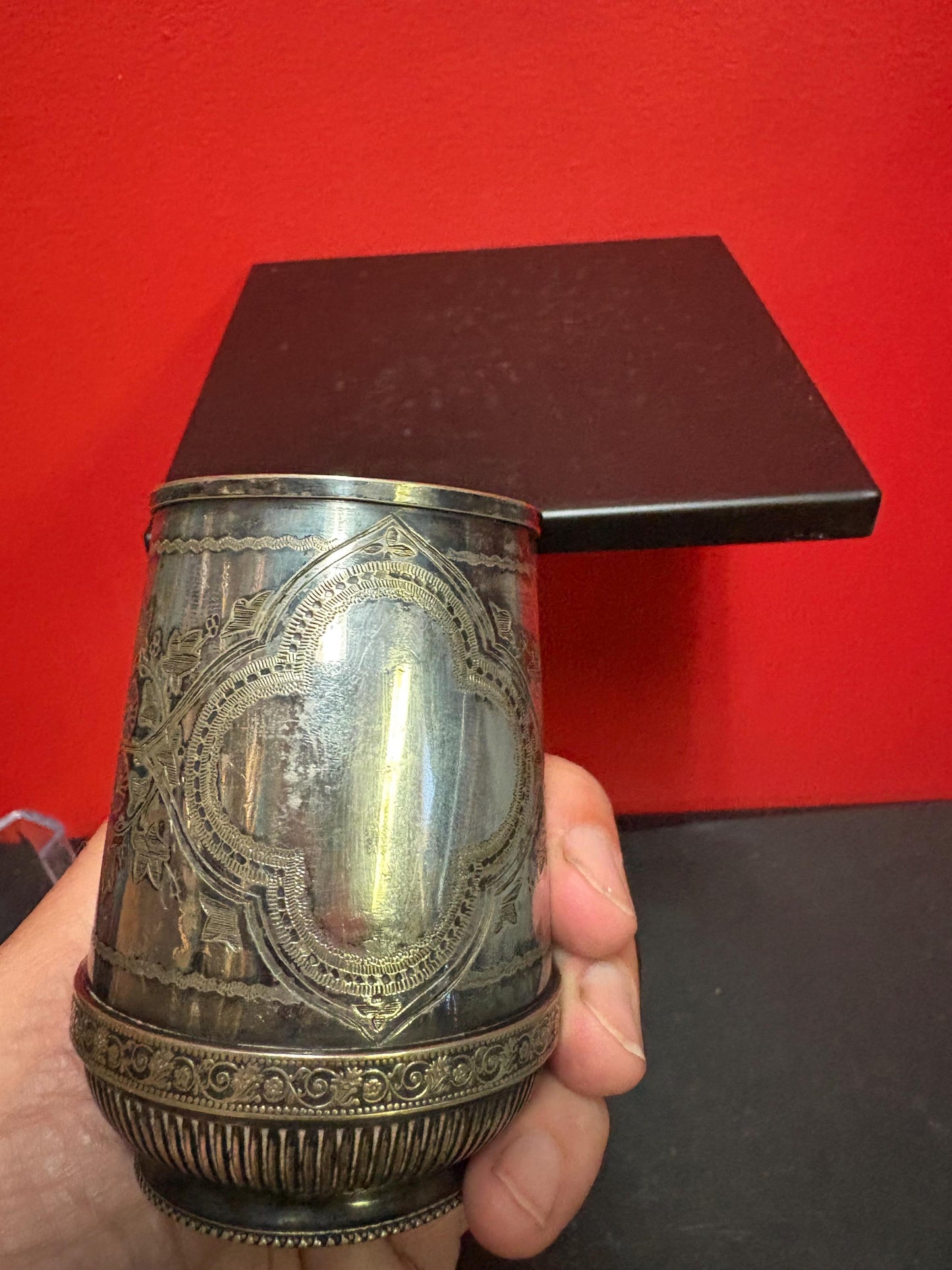 Beautiful English Victorian christening mug - silver plated with an absolute regal elegance  4 inch tall  perfect gift and good value