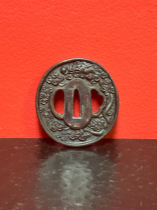 Stunning antique Japanese TSUBA  nice imagery and good condition  from large collection
