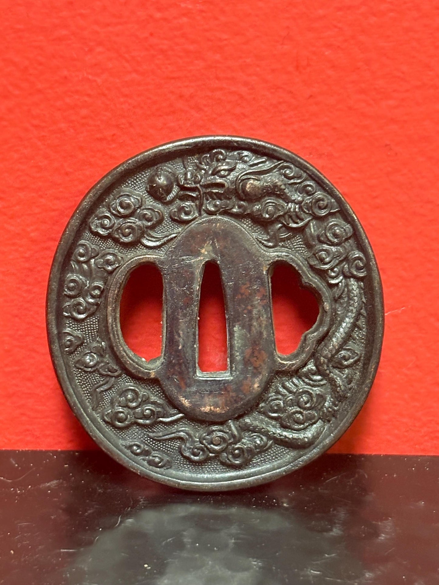 Stunning antique Japanese TSUBA  nice imagery and good condition  from large collection