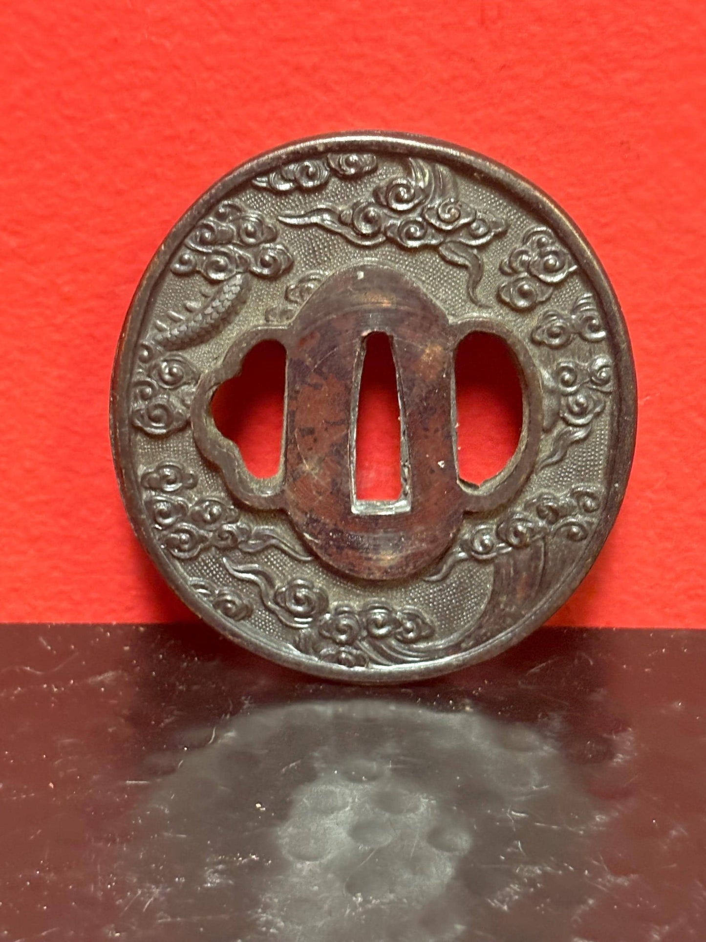 Stunning antique Japanese TSUBA  nice imagery and good condition  from large collection