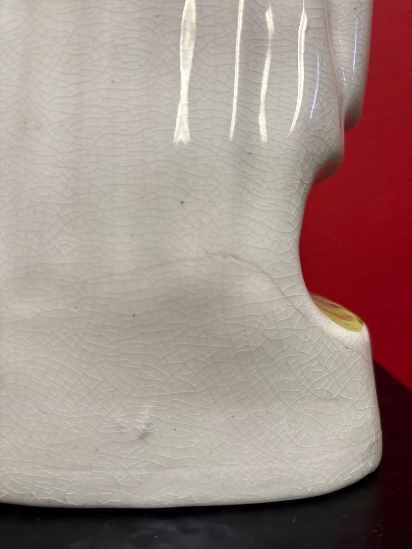 Lovely antique 13 inch tall Staffordshire highland Mary  figure with faint crack on the back  placed according lovely imagery