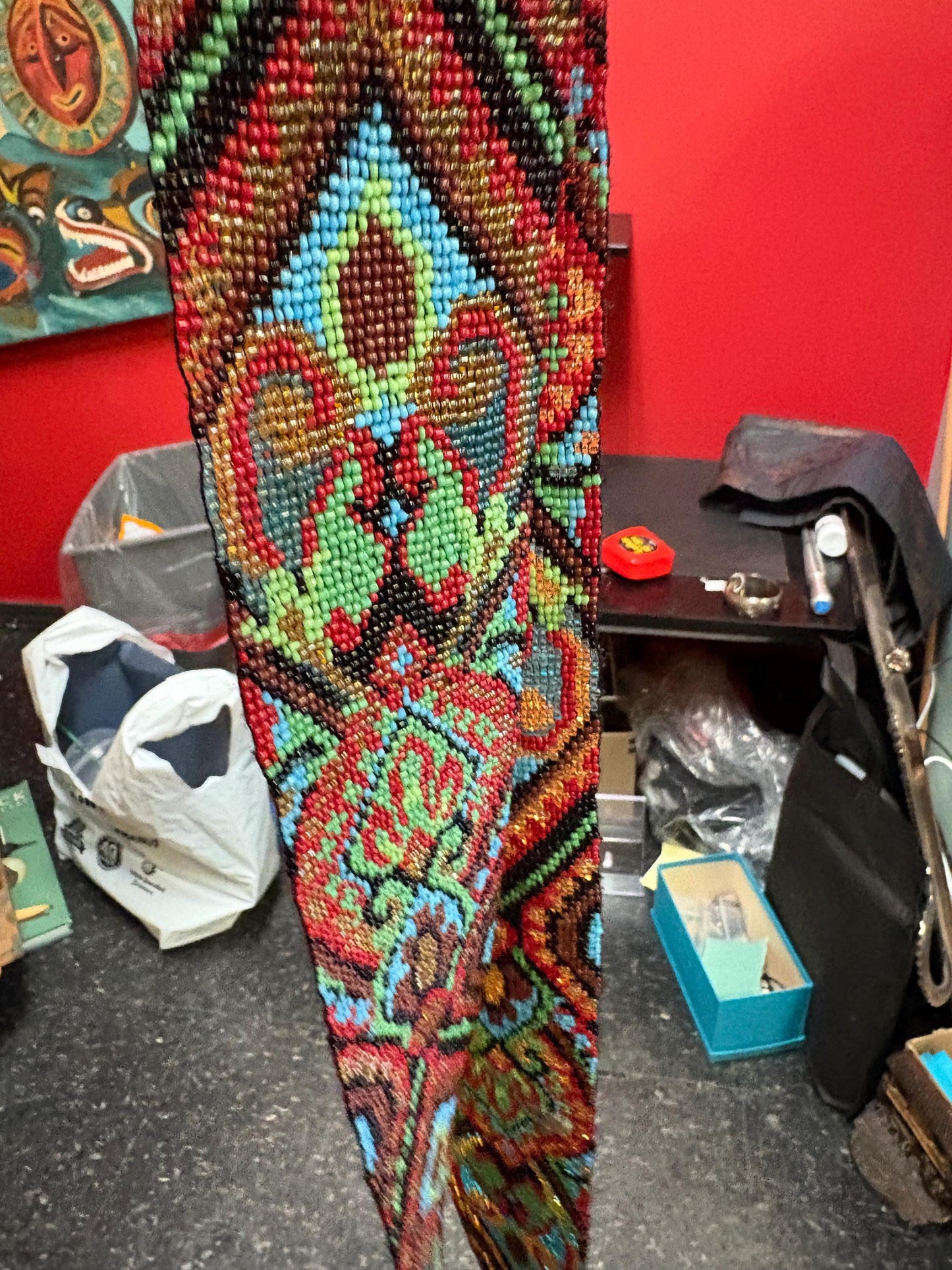 Stunning indigenous first nations Pacific Northwest Coast 60 inch long beaded ceremonial necklace in perfect condition wow  gift alert!!