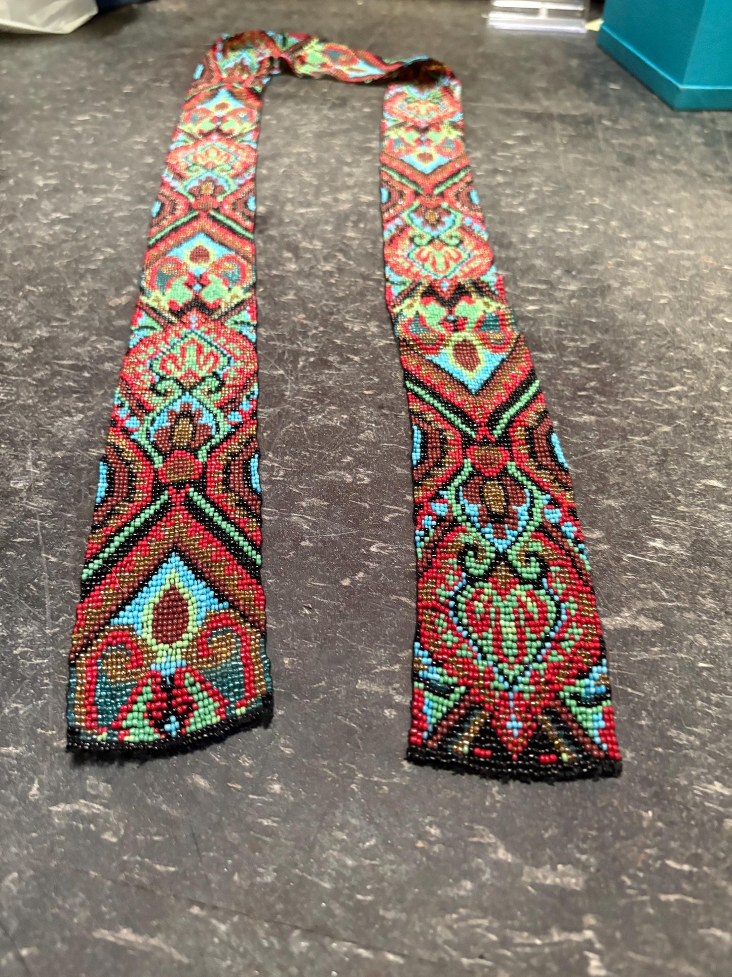 Stunning indigenous first nations Pacific Northwest Coast 60 inch long beaded ceremonial necklace in perfect condition wow  gift alert!!