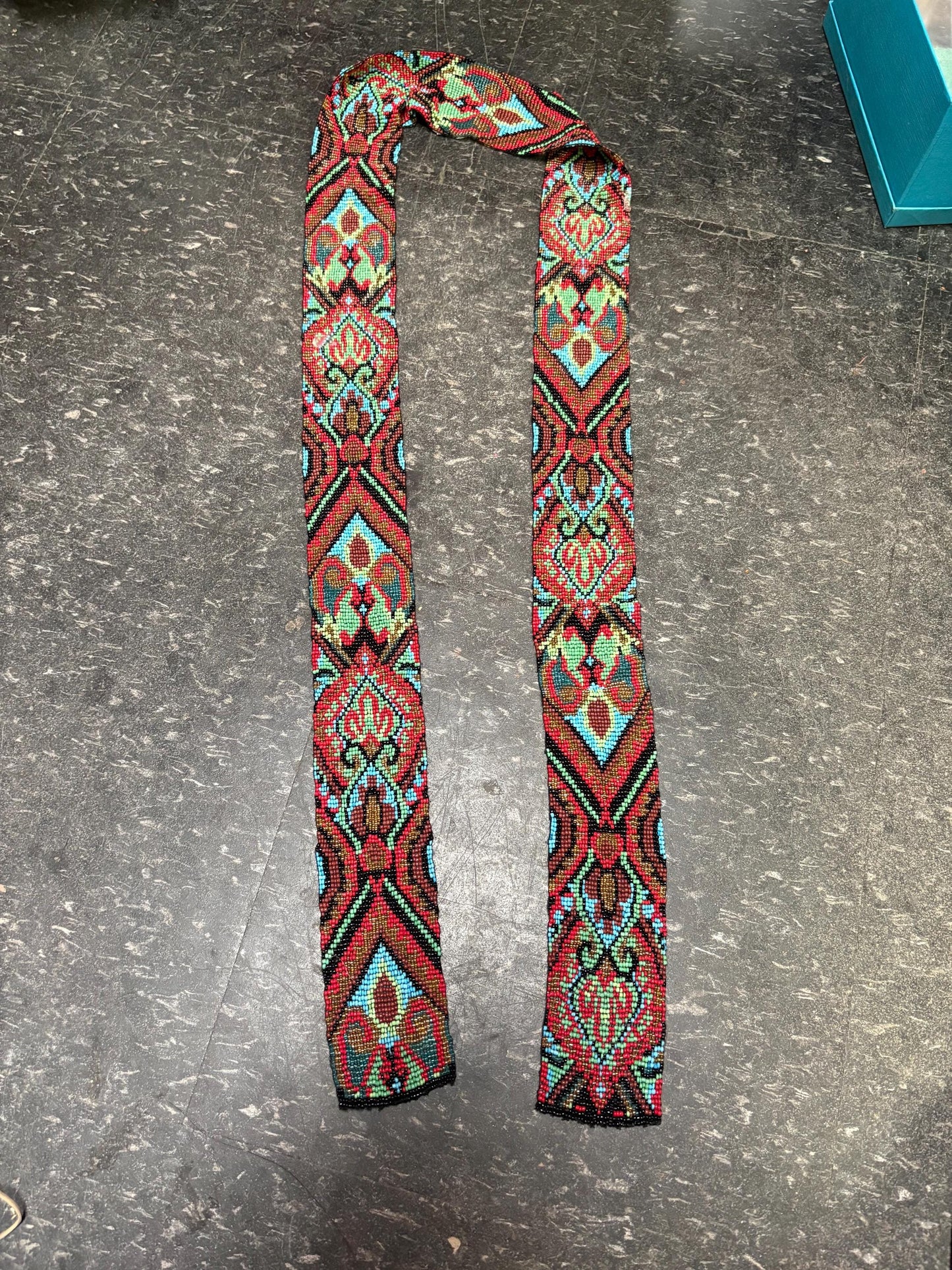 Stunning indigenous first nations Pacific Northwest Coast 60 inch long beaded ceremonial necklace in perfect condition wow  gift alert!!