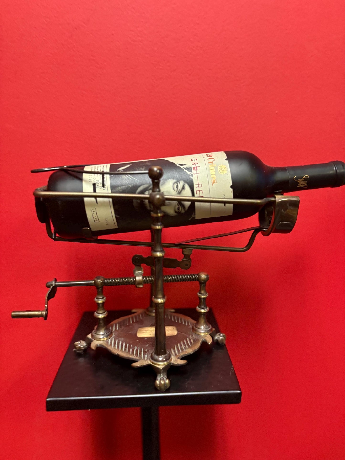 Stunning vintage industrial style wine bottle holder 12 x 9 high  adjustable and fabulous gift  wow - wine not  included