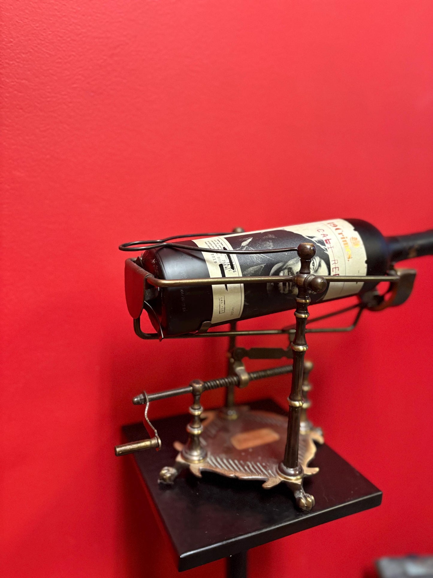 Stunning vintage industrial style wine bottle holder 12 x 9 high  adjustable and fabulous gift  wow - wine not  included