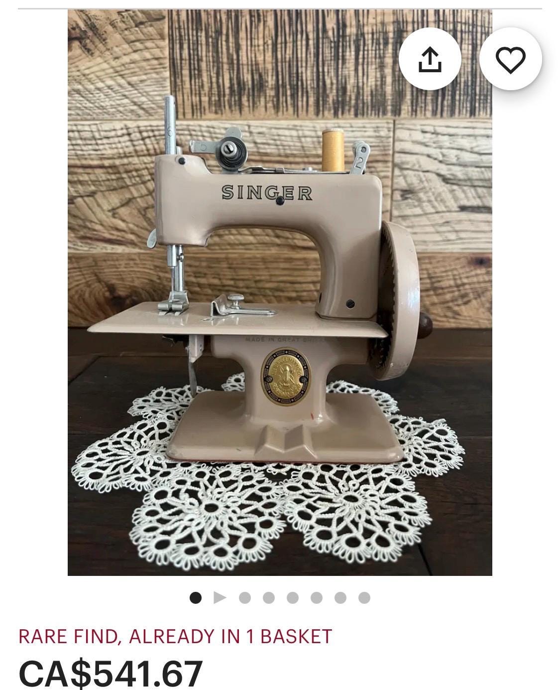 Amazing vintage like new rare singer sew handy children sewing machine  seems to work  great colour with instructions and box