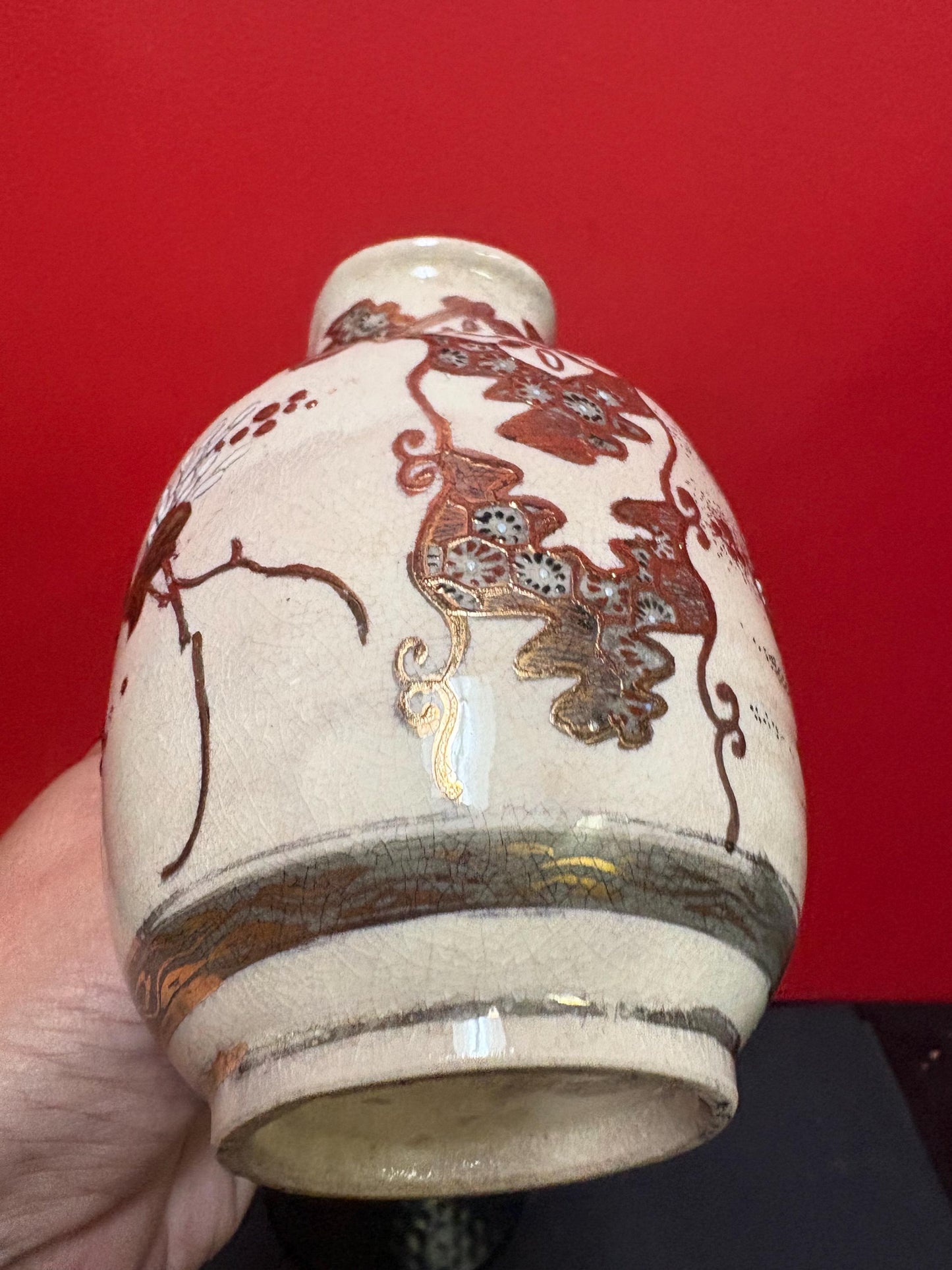 stunning  6 inch tall Japanese Meji period  Satsuma jug wonderful condition with worn handle  great value