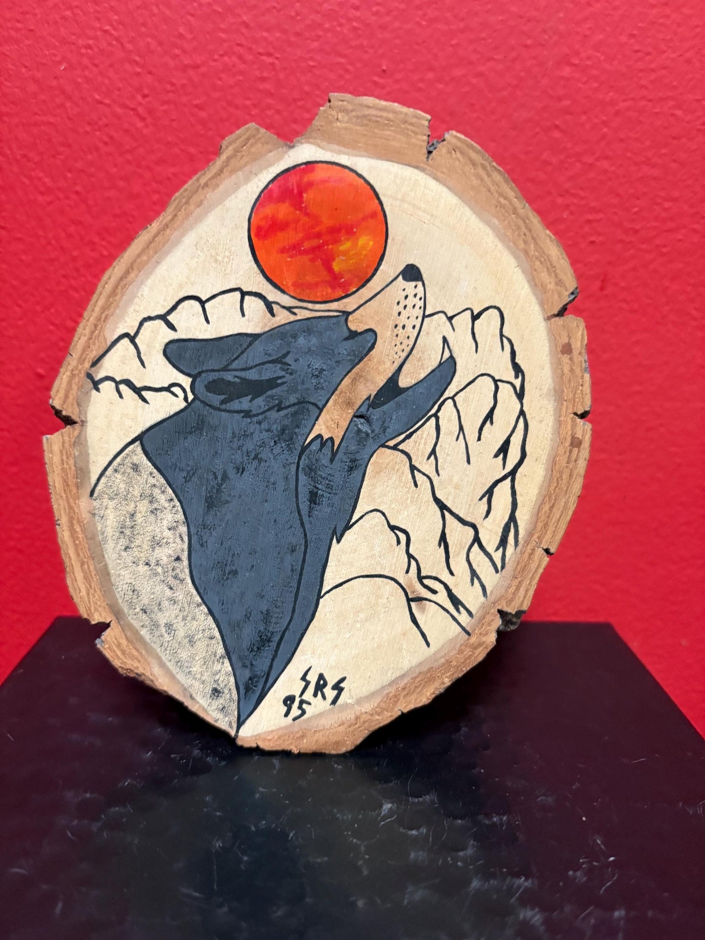 Unique 7 x 5“ handcrafted signed Yukon wolf painting on Live Edge wood panel    ridiculously amazing  wolves  gift  needs hanger