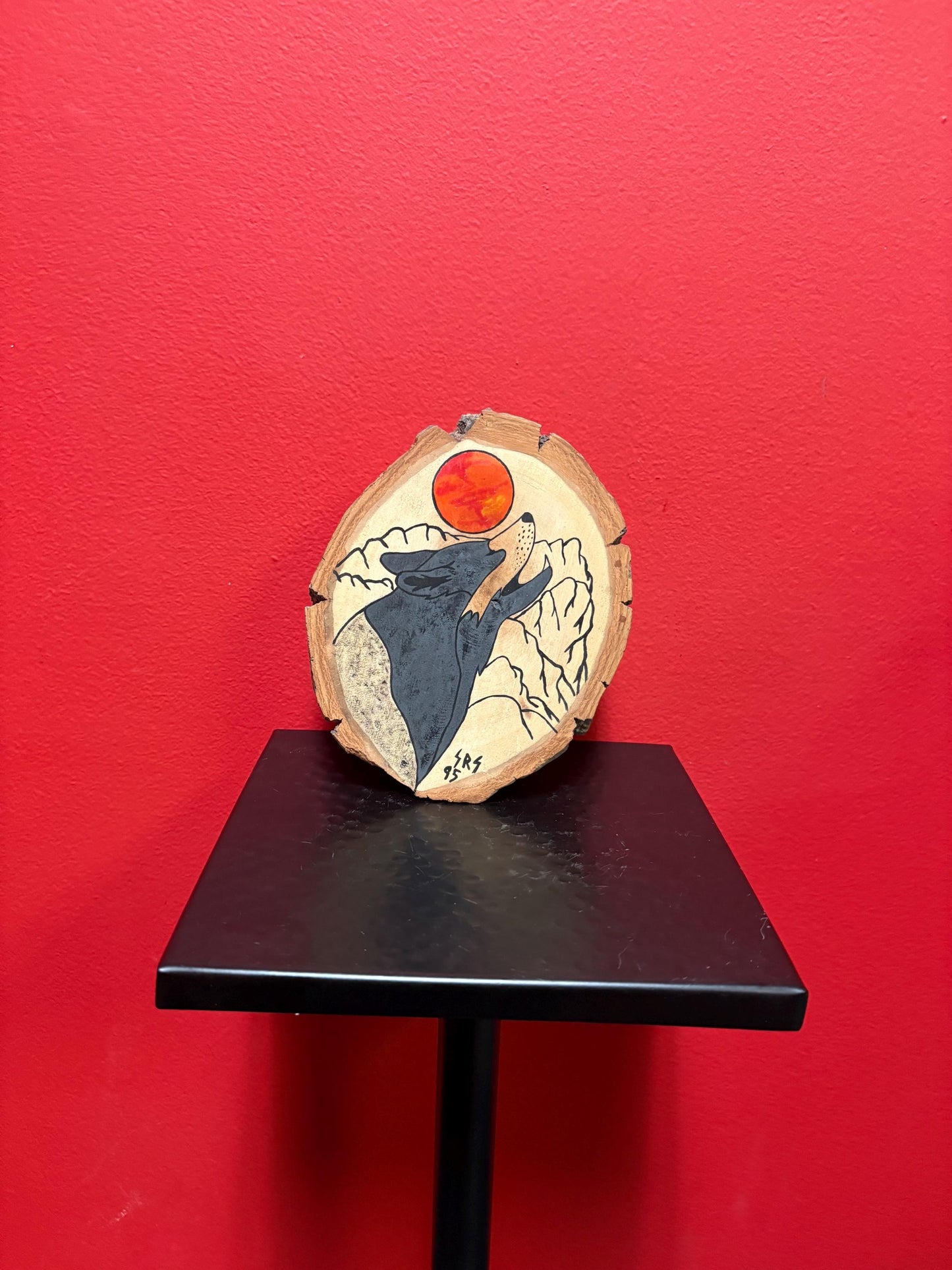 Unique 7 x 5“ handcrafted signed Yukon wolf painting on Live Edge wood panel    ridiculously amazing  wolves  gift  needs hanger