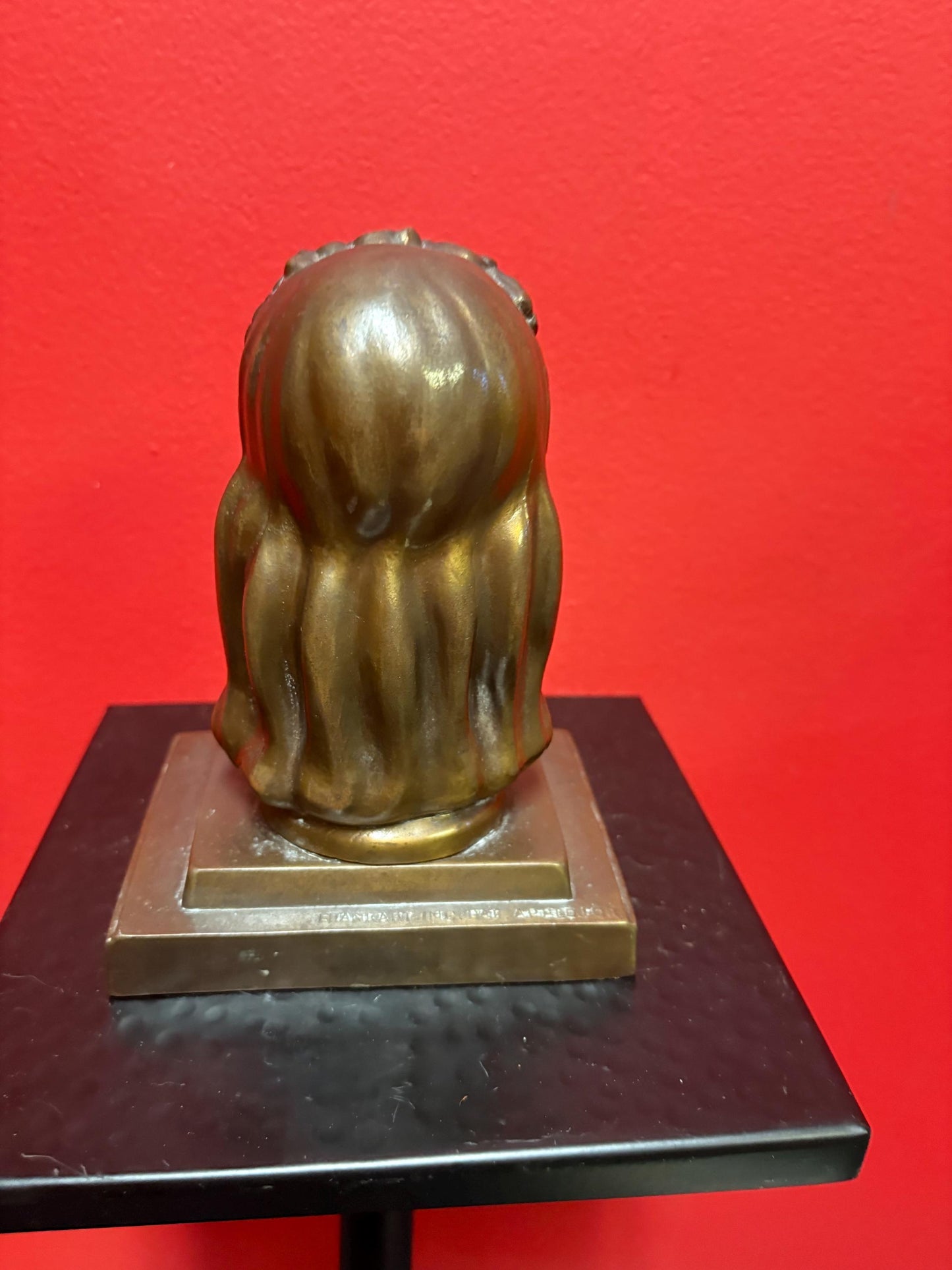 Stunning art deco 1920s 7 inch tall bronze statue of a womans head made by Frank Art New York  wonderful detail  amazing gift