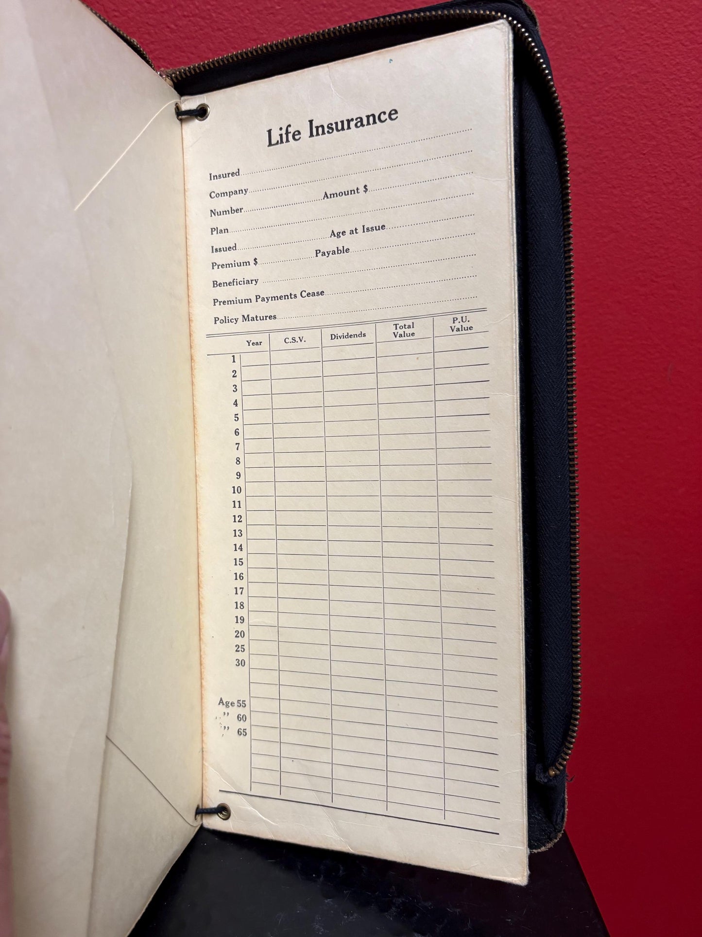 Very cool antique North American life assurance company valuable papers folder with contents never used 12 x 6