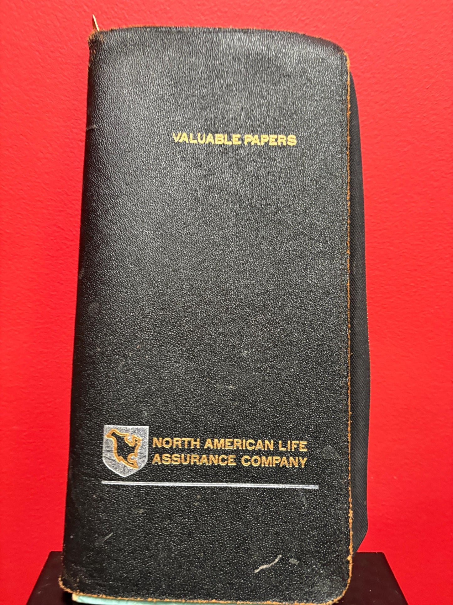 Very cool antique North American life assurance company valuable papers folder with contents never used 12 x 6
