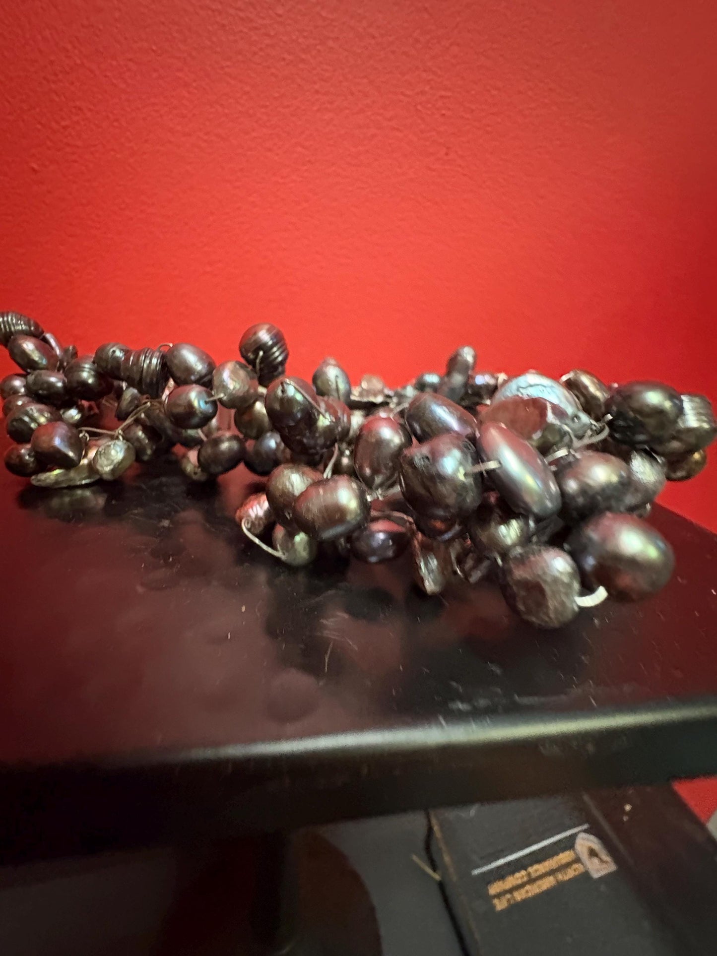 Very cool seawater pearl and wire necklace approximately 20 inches long  fabulous look and great gift