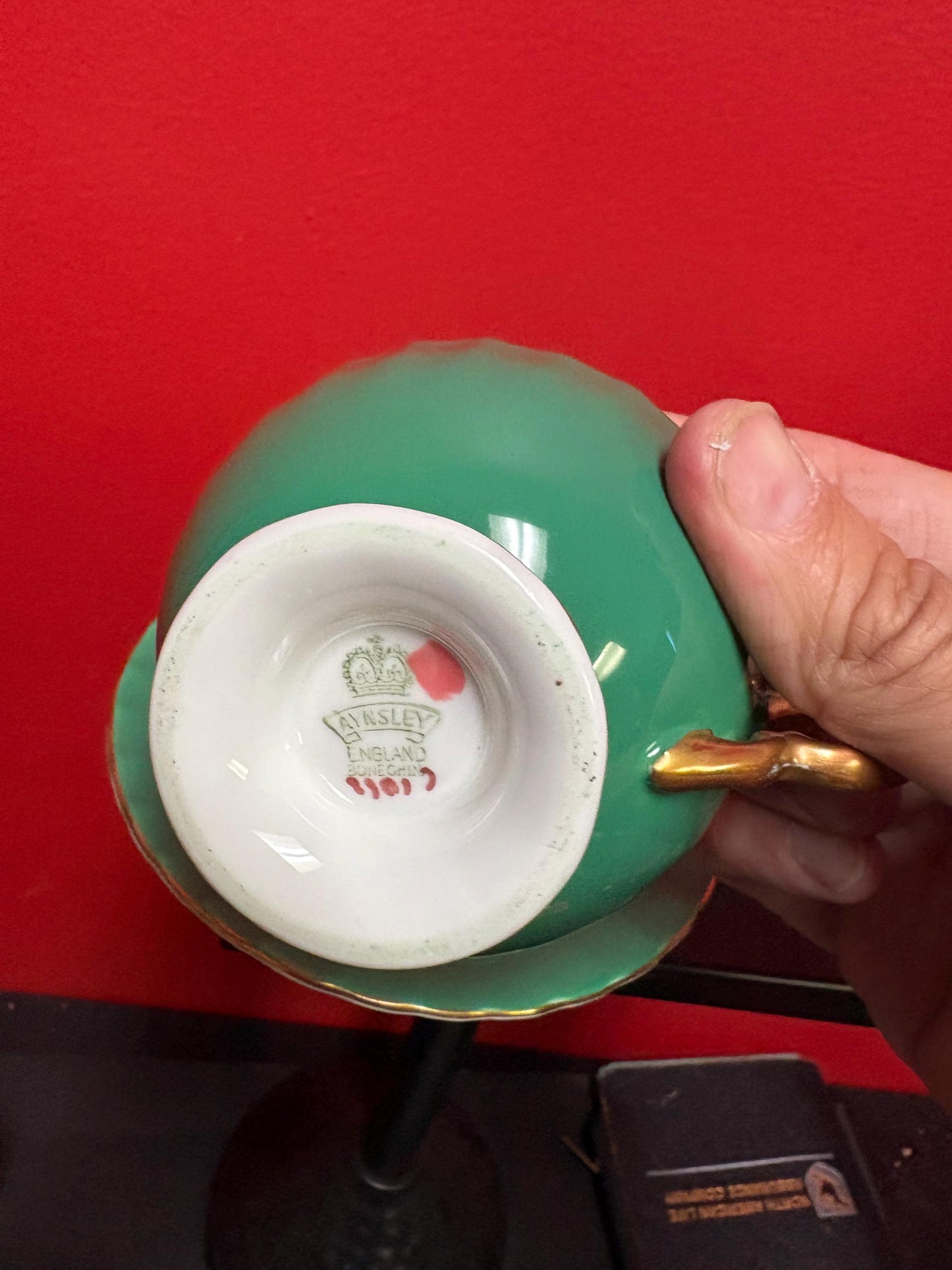 two  lovely antique AYNSLEY cups and sauces in mint condition  price for both  great value