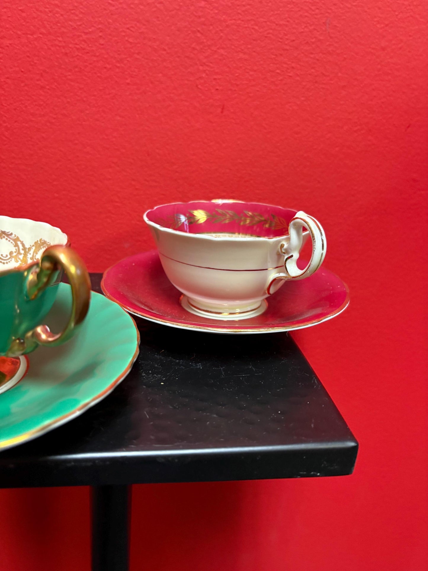 two  lovely antique AYNSLEY cups and sauces in mint condition  price for both  great value