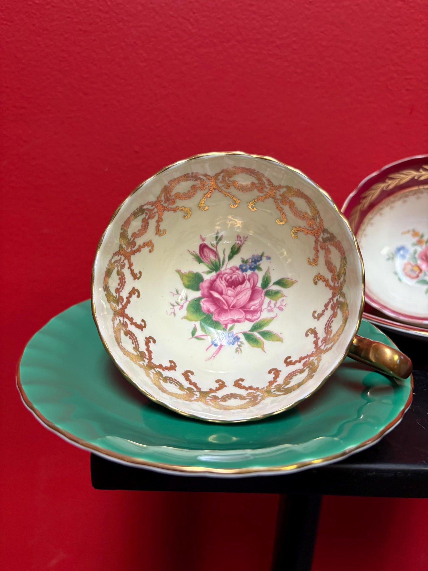 two  lovely antique AYNSLEY cups and sauces in mint condition  price for both  great value