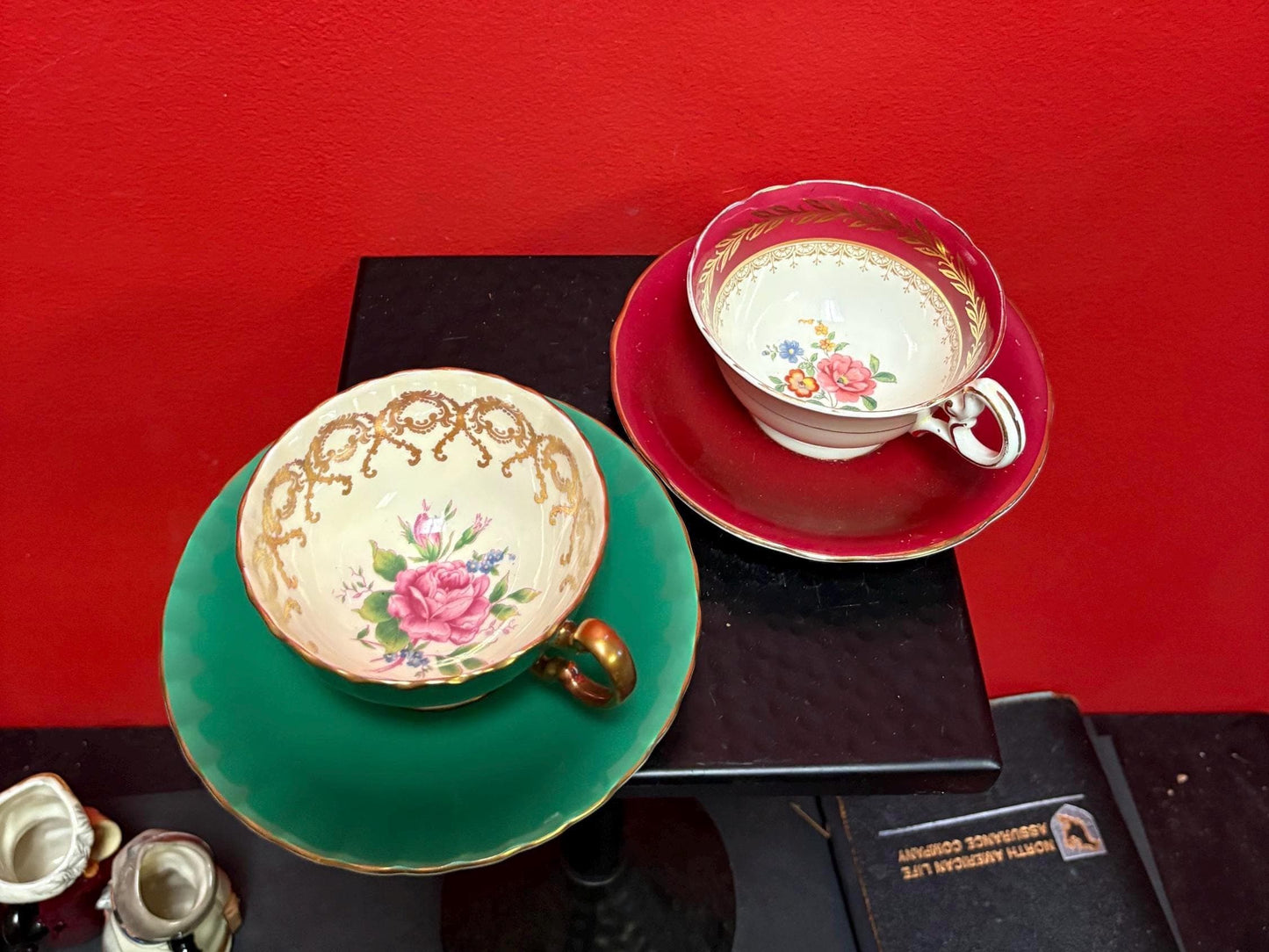 two  lovely antique AYNSLEY cups and sauces in mint condition  price for both  great value