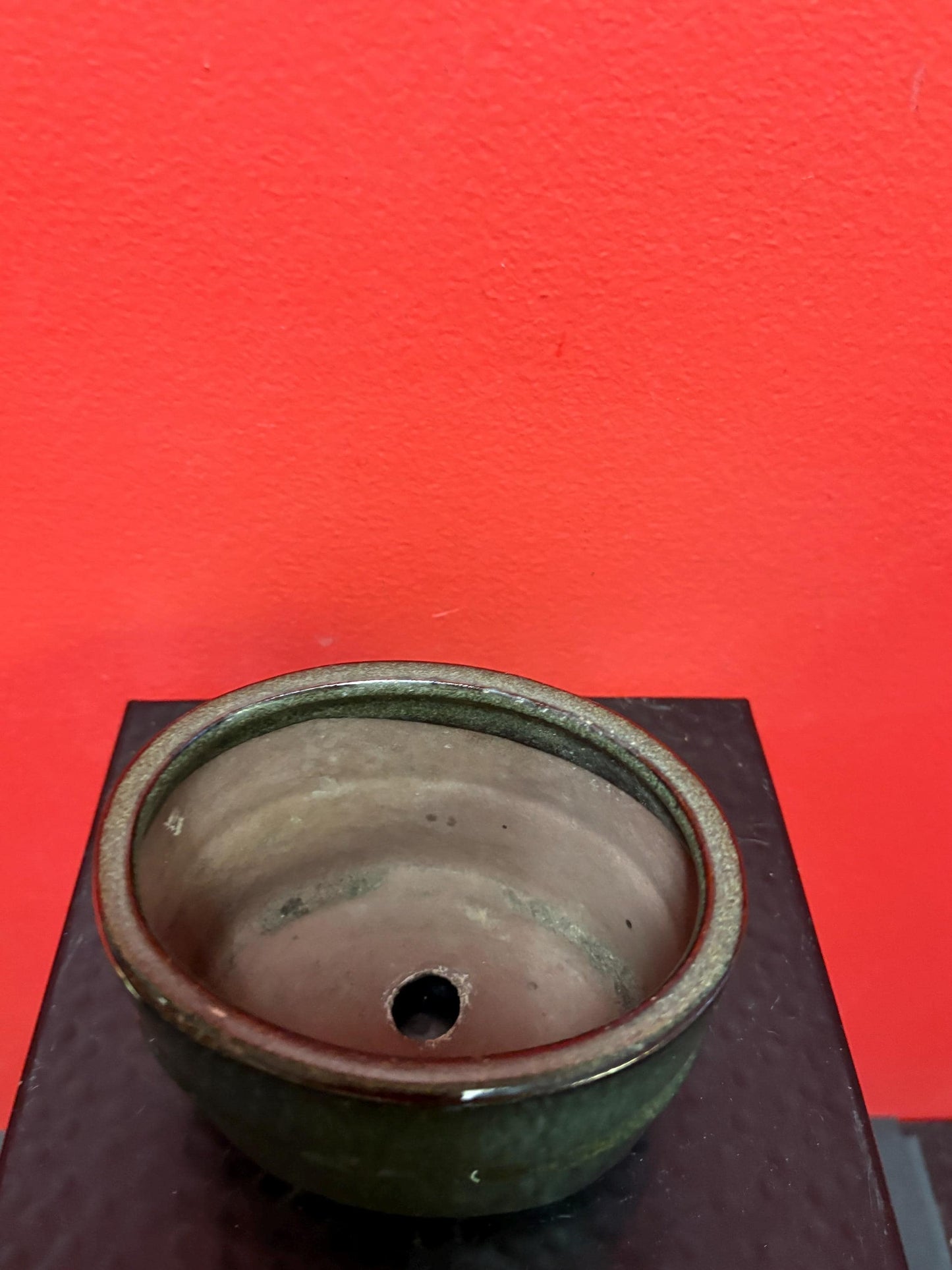 Lovely vintage Asian clay planter pot with great glazing  - 5 x 4 x 3 high  not antique  great value