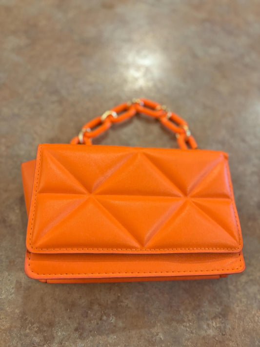 vintage beautiful like new 8 x 9 inch high ladies bright orange purse with unique handle  vegan friendly  ladies bag - wow