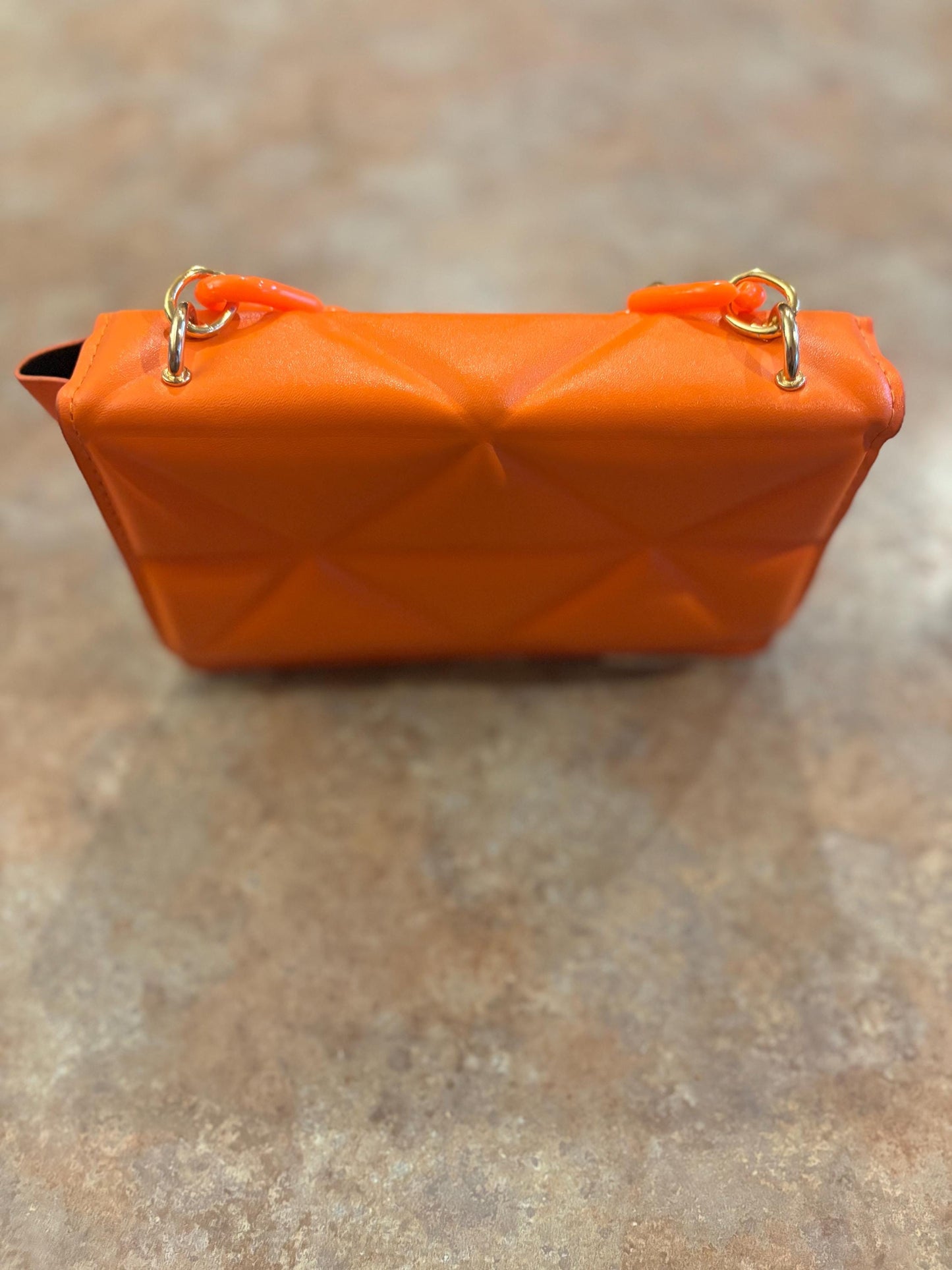 vintage beautiful like new 8 x 9 inch high ladies bright orange purse with unique handle  vegan friendly  ladies bag - wow