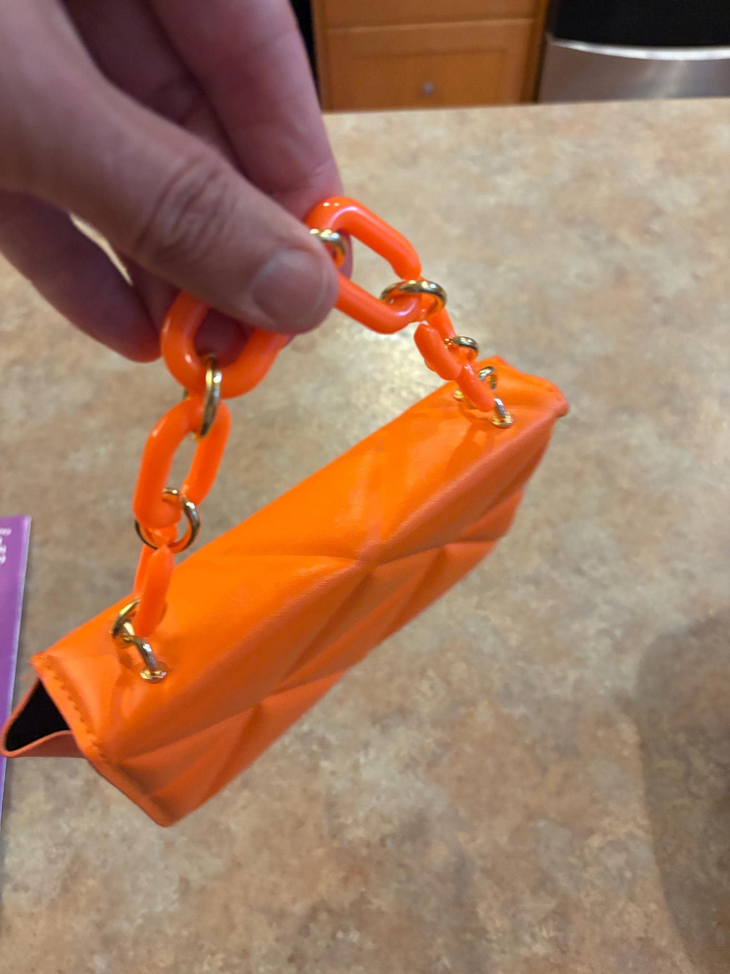 vintage beautiful like new 8 x 9 inch high ladies bright orange purse with unique handle  vegan friendly  ladies bag - wow