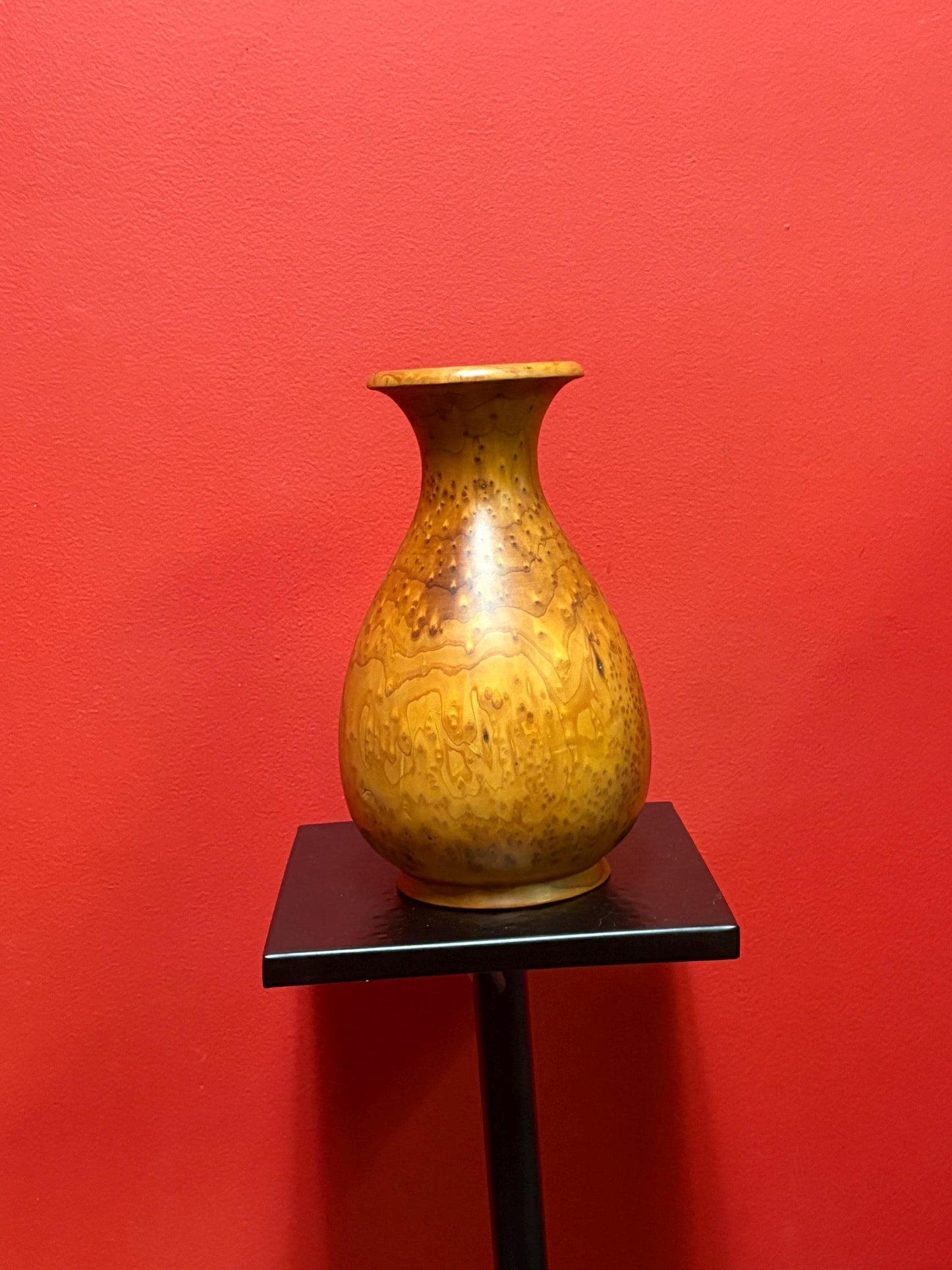 Beautiful live edge maple wooden vase  incredible grain  perfect gift  9 inches tall - wow