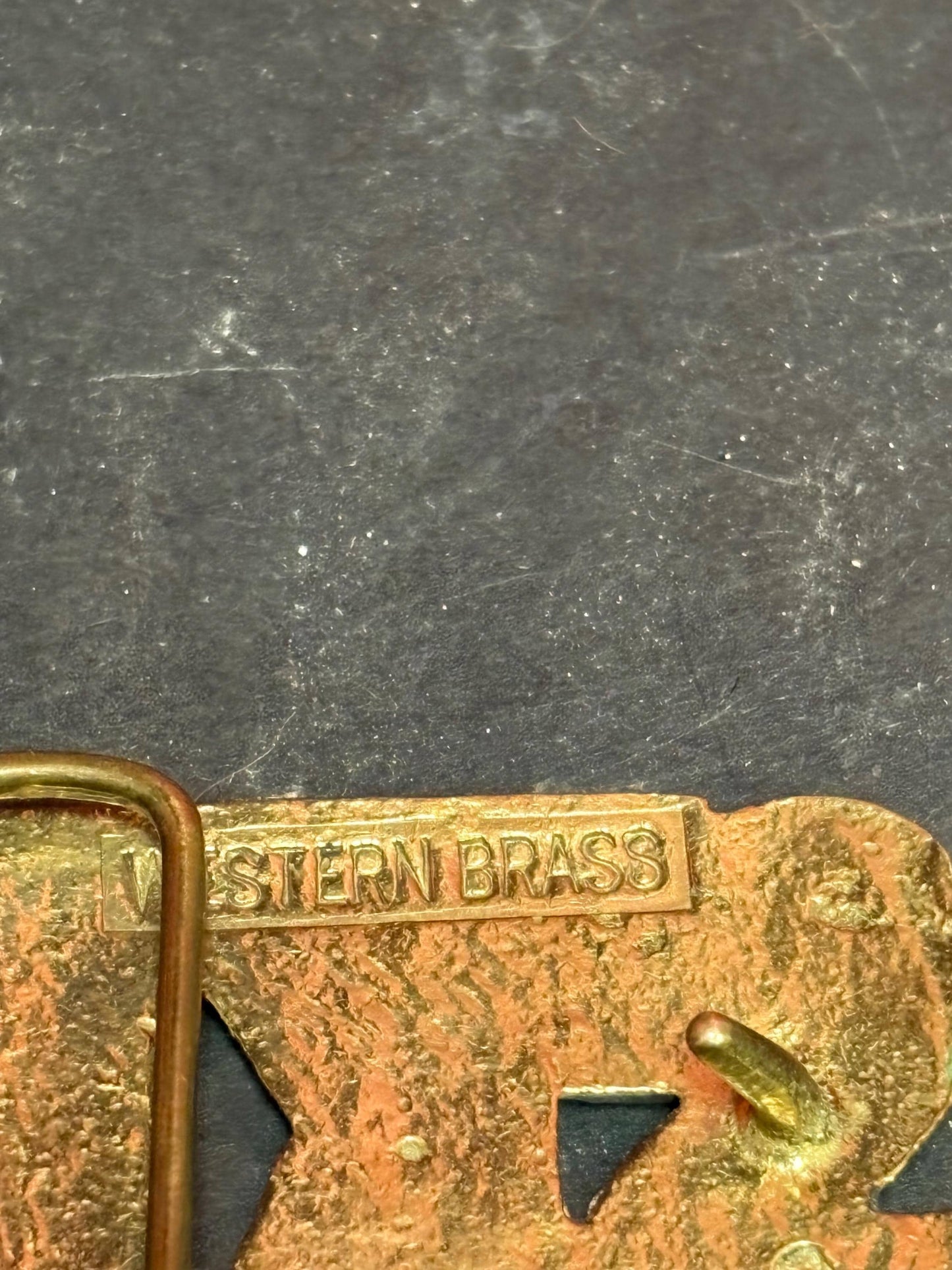 Very cool heavy brass 3 inch belt buckle  - SKIP   wow