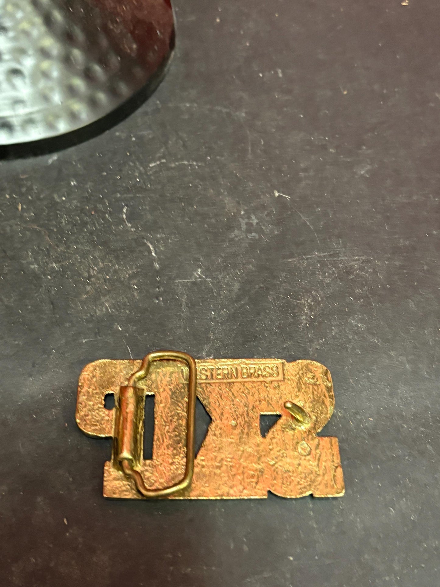 Very cool heavy brass 3 inch belt buckle  - SKIP   wow